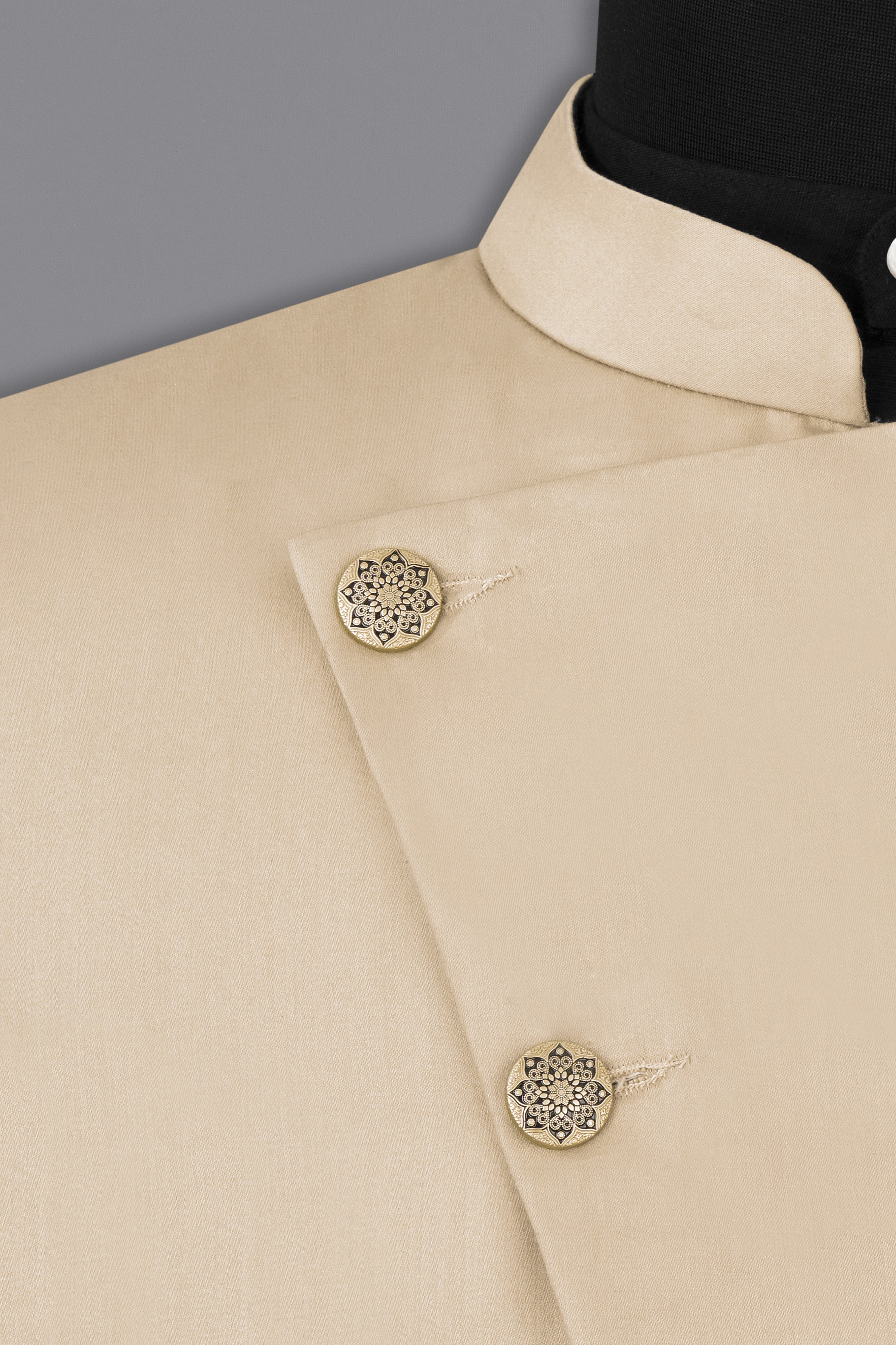 Hazelnut Subtle Sheen Cross Placket Bandhgala/Mandarin Suit