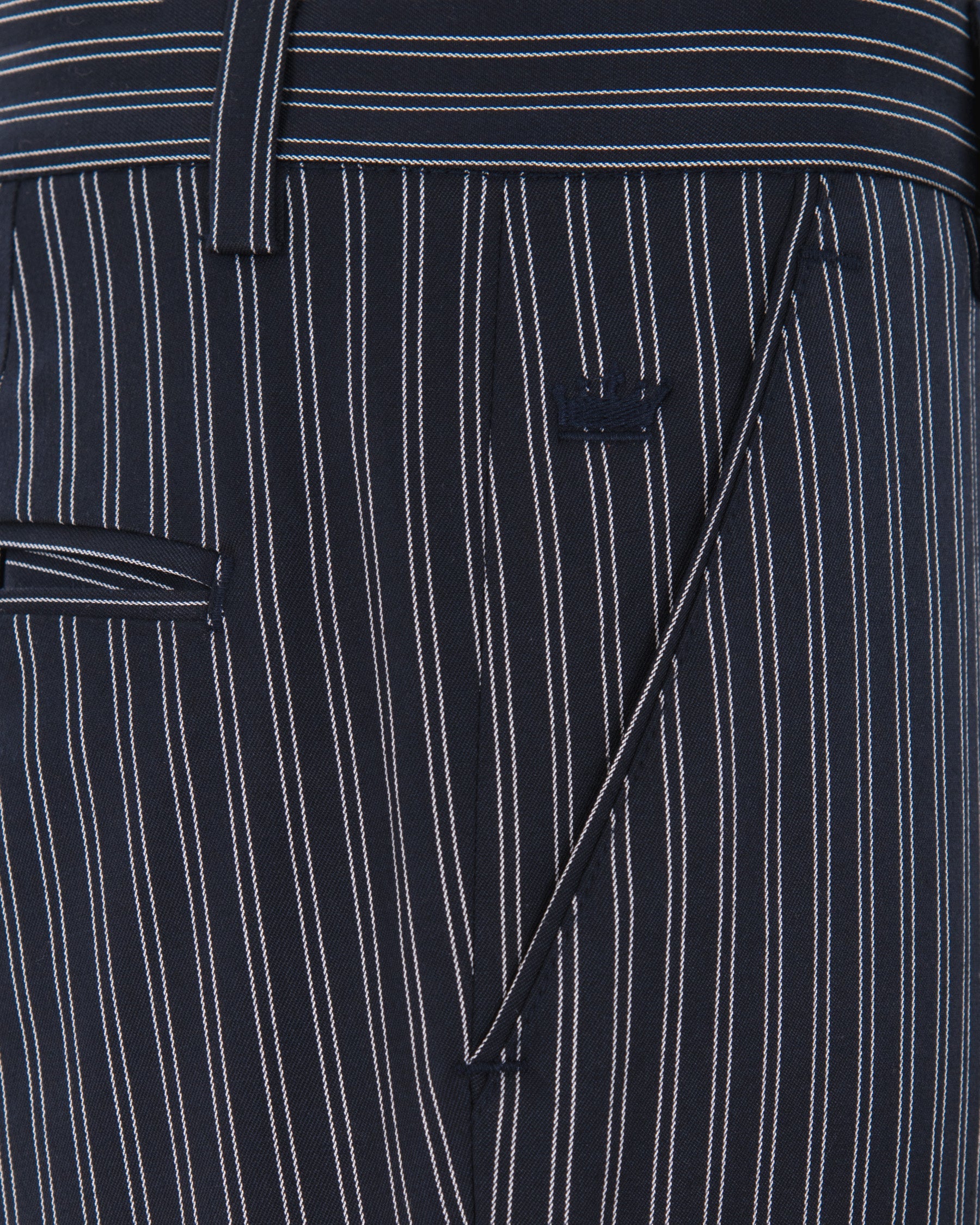 Navy Double Striped Wool Rich Pant