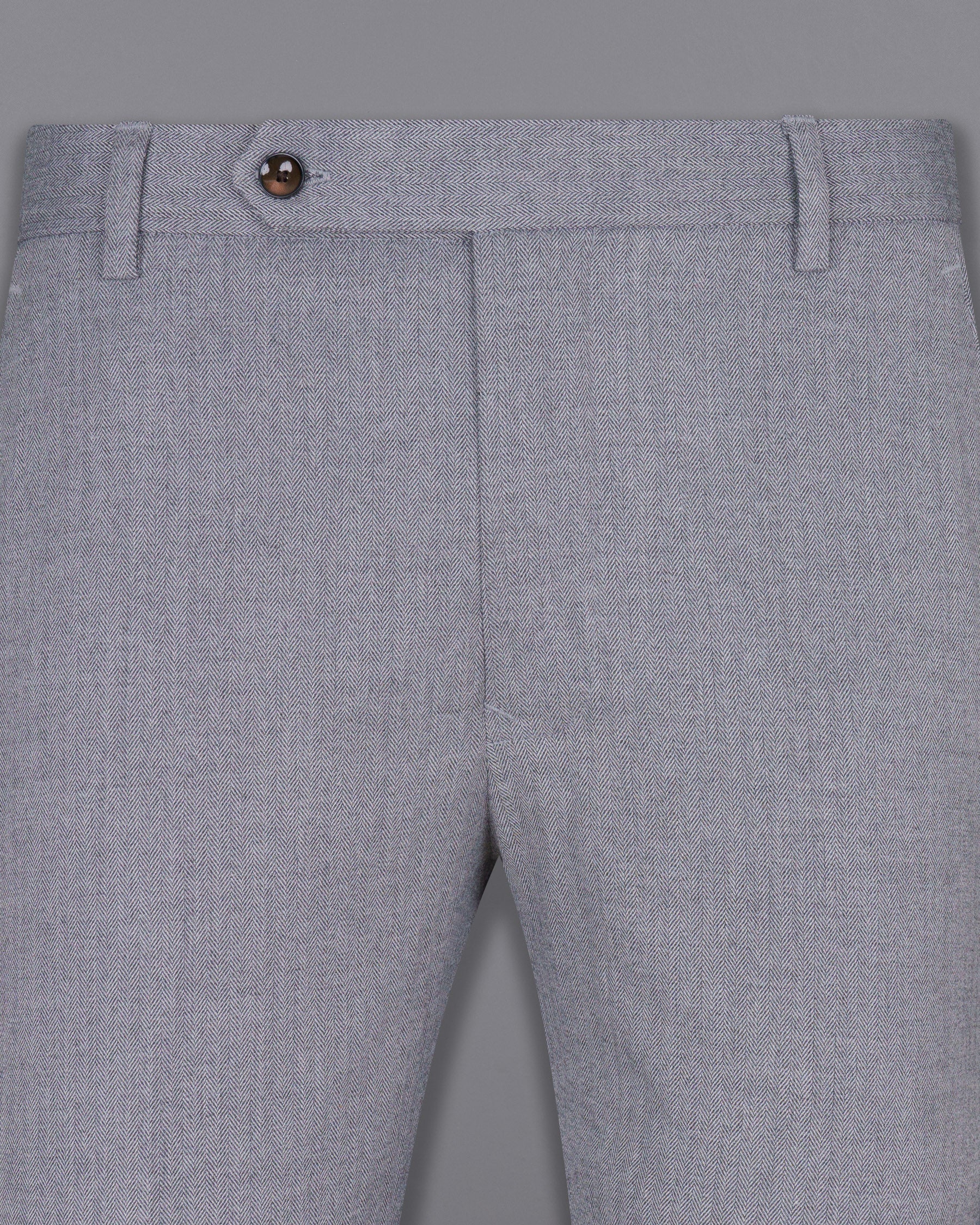 Spun Pearl Grey Herringbone Premium Cotton Pant T1435-28, T1435-30, T1435-32, T1435-34, T1435-36, T1435-38, T1435-40, T1435-42, T1435-44