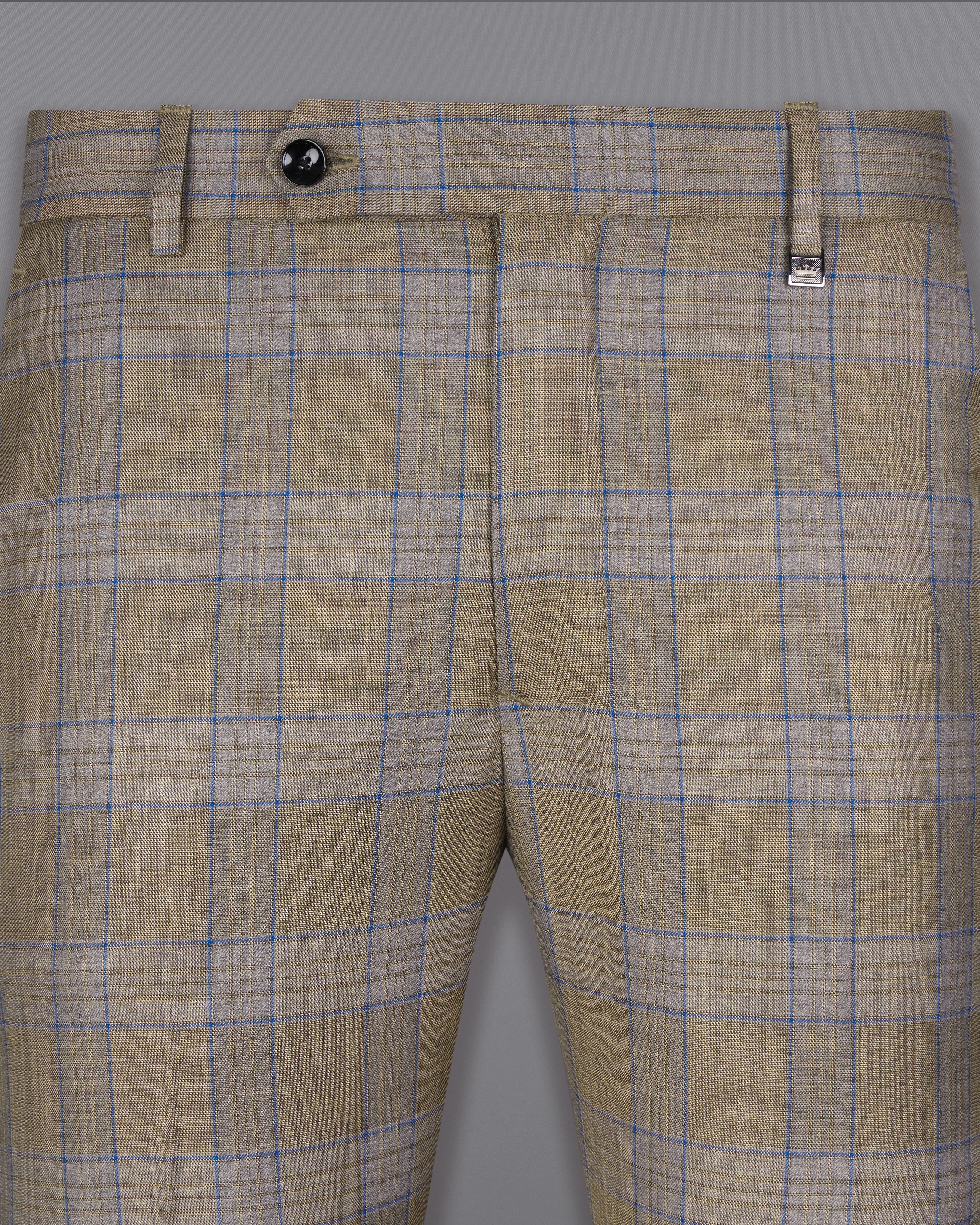 Arrowtown Brown with Azure Blue Plaid Trouser T2611-28, T2611-30, T2611-32, T2611-34, T2611-36, T2611-38, T2611-40, T2611-42, T2611-44