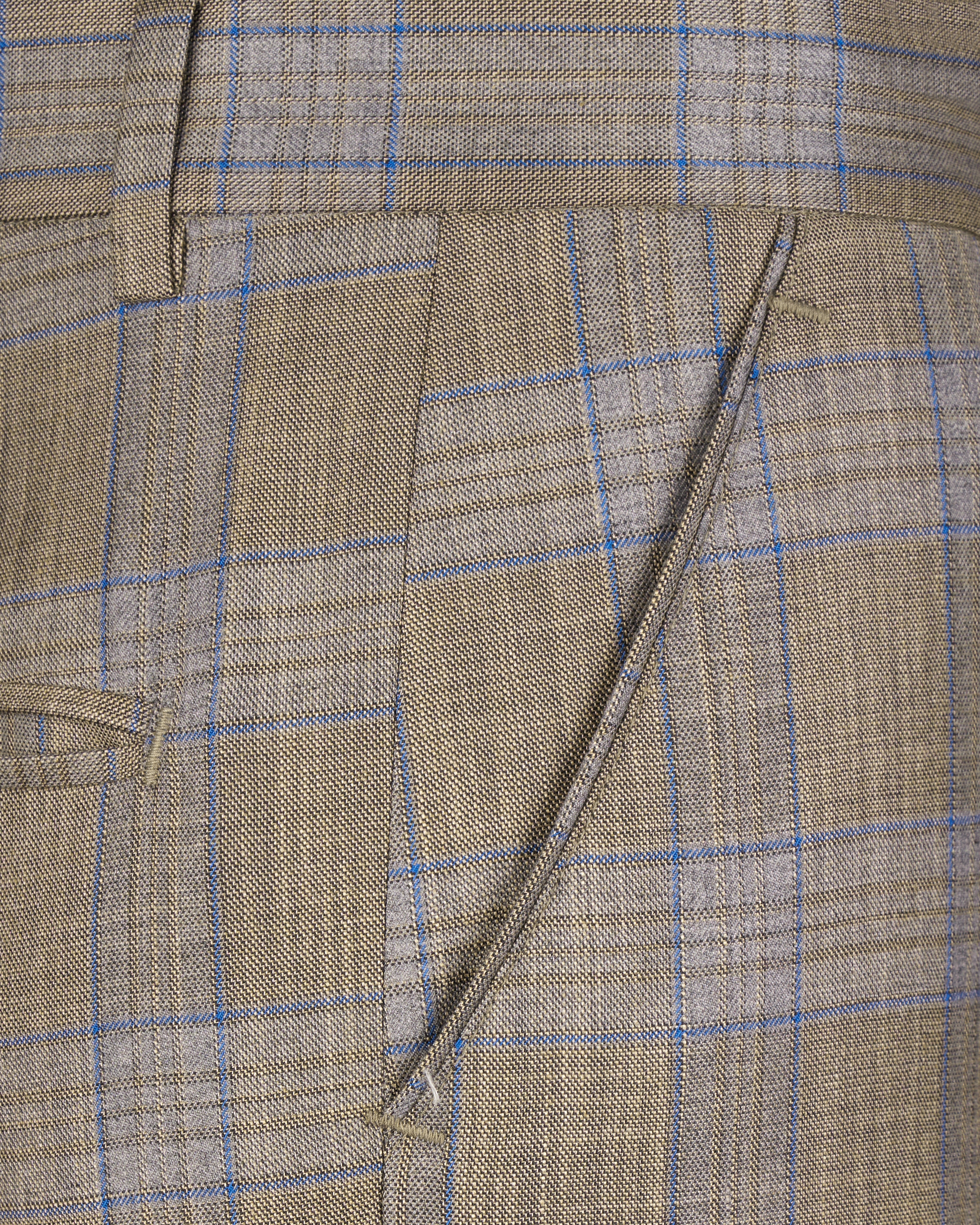 Arrowtown Brown with Azure Blue Plaid Trouser T2611-28, T2611-30, T2611-32, T2611-34, T2611-36, T2611-38, T2611-40, T2611-42, T2611-44