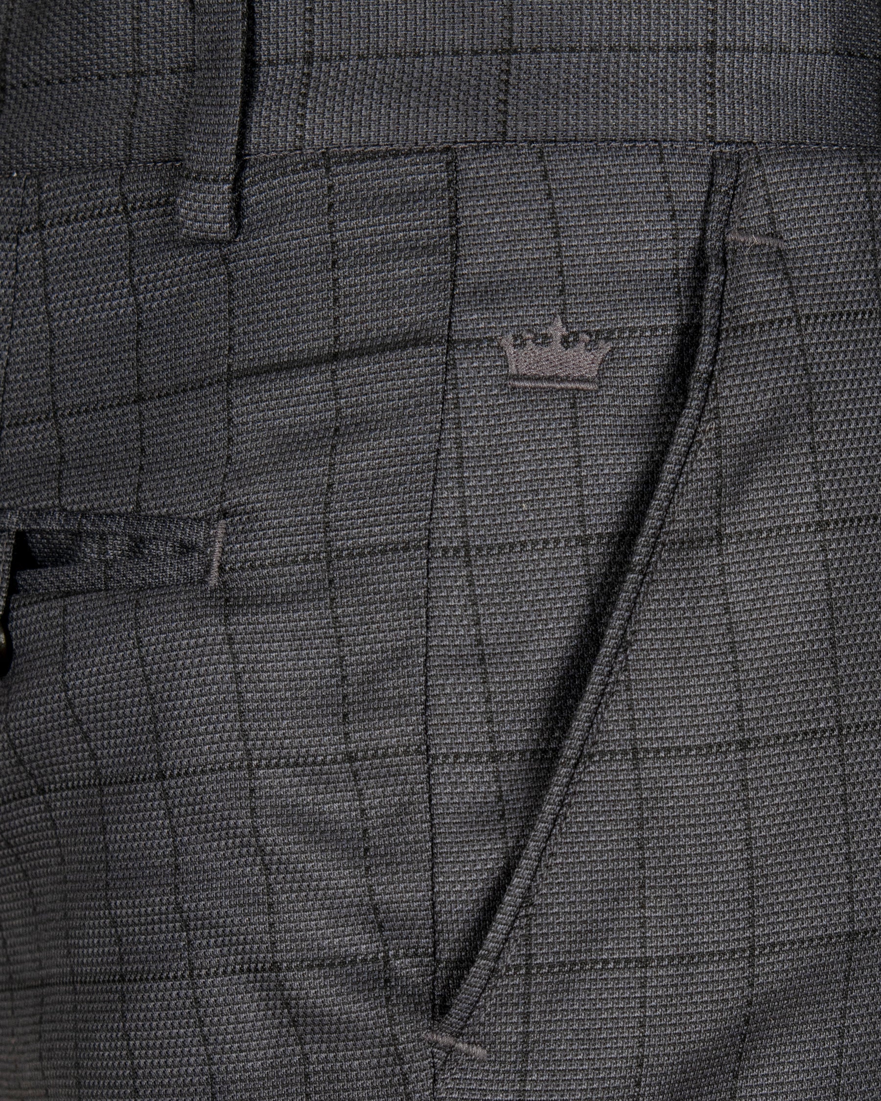 Fuscous Gray Windowpane Wool Rich Pant