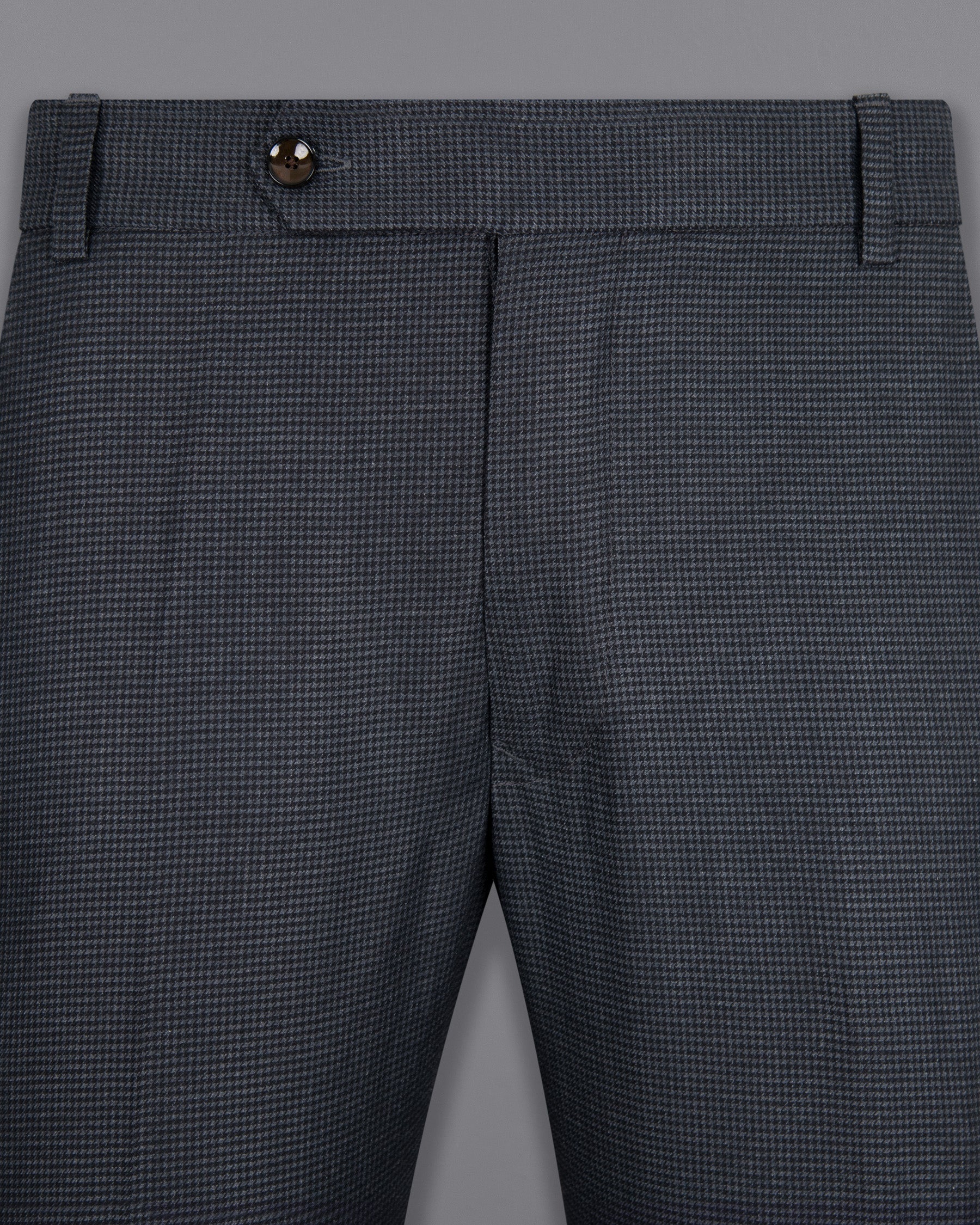 Pale Sky Grey houndstooth Wool Rich  Pant