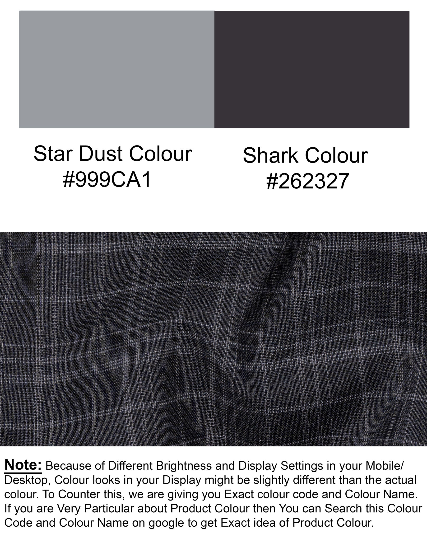 Star Dust and Shark Grey Plaid Wool rich Pant