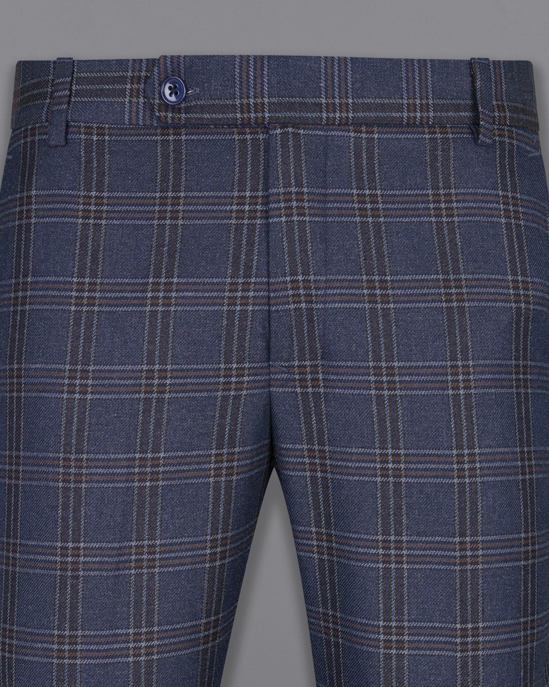 Licorice Blue Plaid heavyweight tweed Wool Rich Pant T1453-28, T1453-30, T1453-32, T1453-34, T1453-36, T1453-38, T1453-40, T1453-42, T1453-44