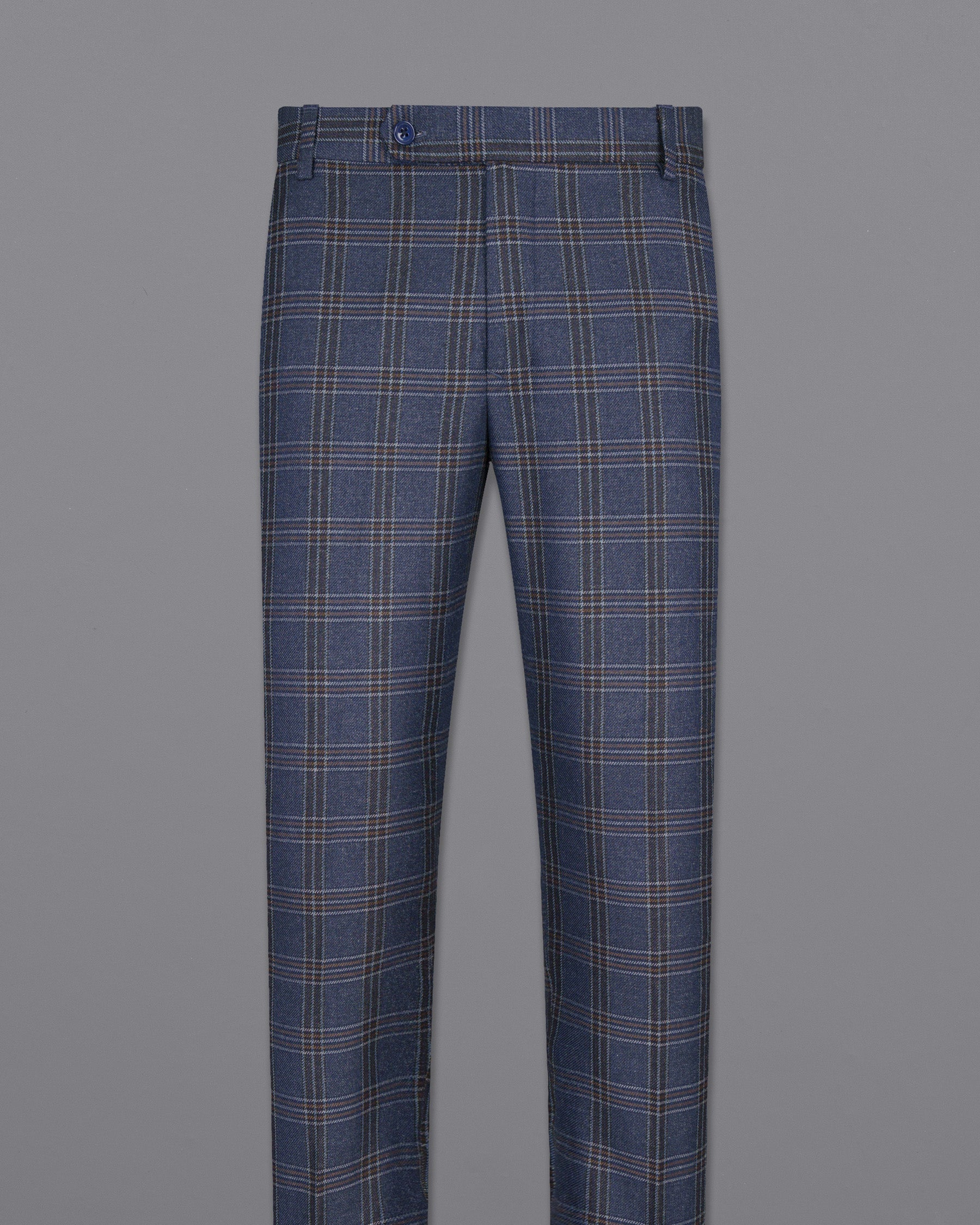 Licorice Blue Plaid heavyweight tweed Wool Rich Pant T1453-28, T1453-30, T1453-32, T1453-34, T1453-36, T1453-38, T1453-40, T1453-42, T1453-44