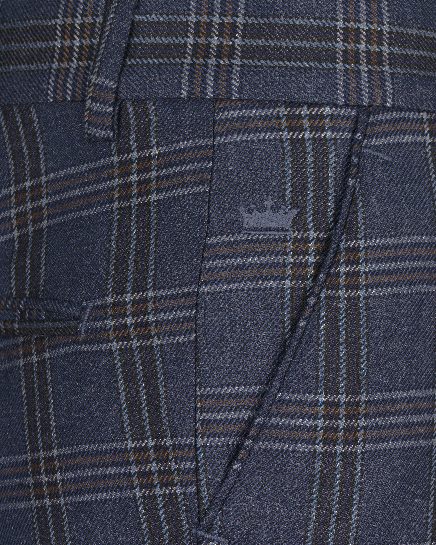 Licorice Blue Plaid heavyweight tweed Wool Rich Pant T1453-28, T1453-30, T1453-32, T1453-34, T1453-36, T1453-38, T1453-40, T1453-42, T1453-44