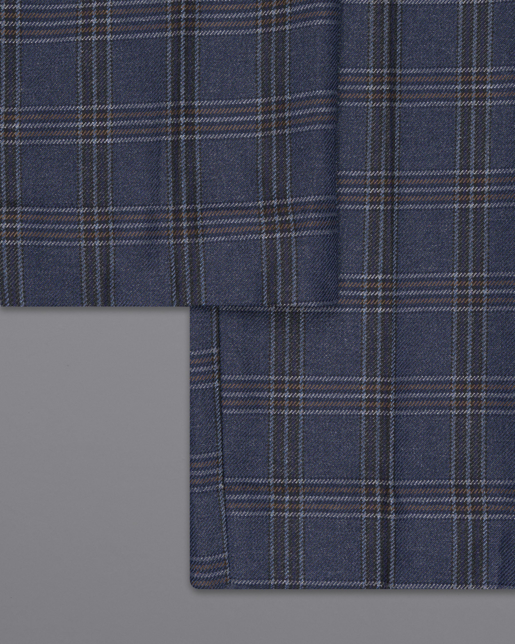 Licorice Blue Plaid heavyweight tweed Wool Rich Pant T1453-28, T1453-30, T1453-32, T1453-34, T1453-36, T1453-38, T1453-40, T1453-42, T1453-44