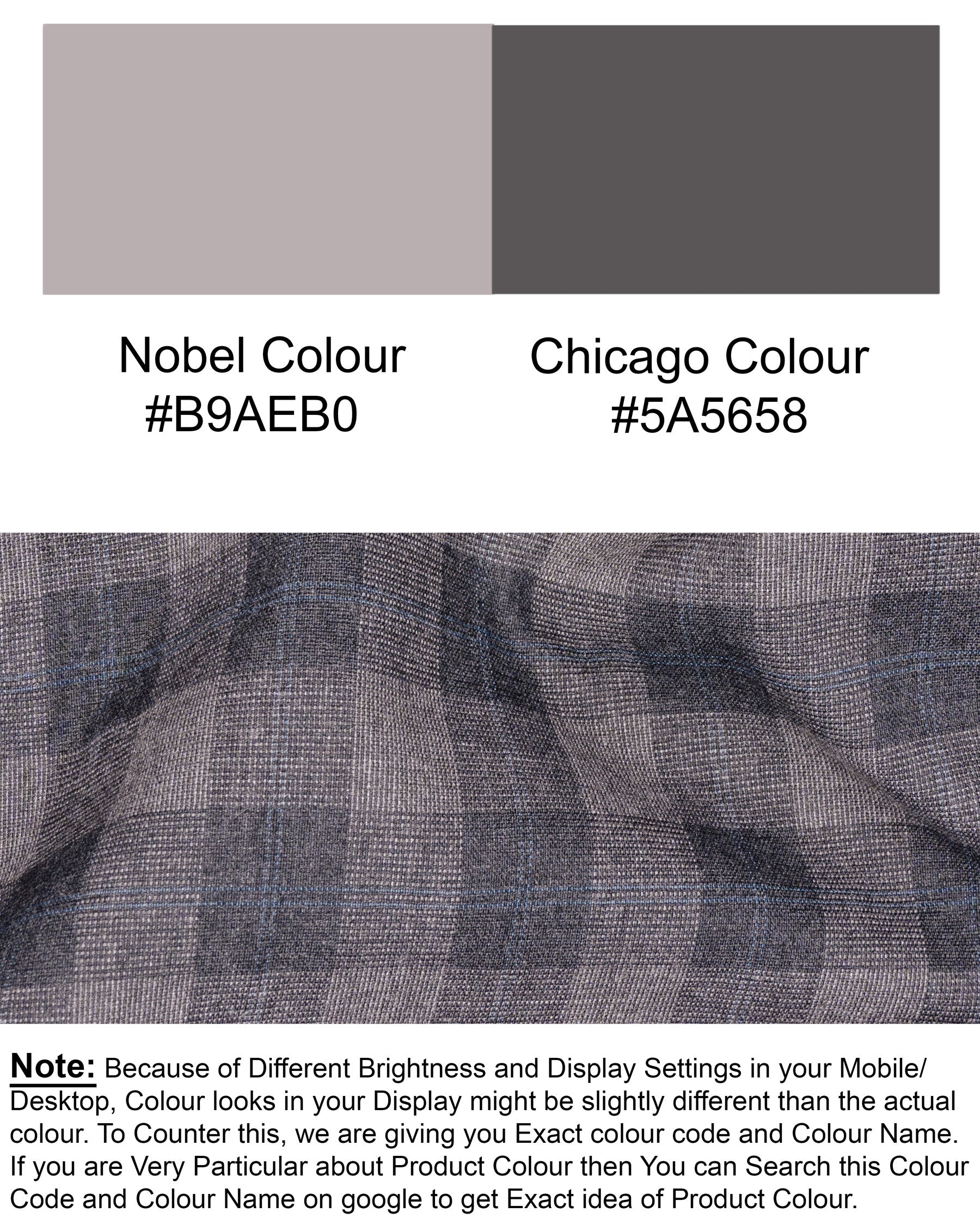 Nobel and Chicago Grey Plaid Wool Rich Pant T1455-28, T1455-30, T1455-32, T1455-34, T1455-36, T1455-38, T1455-40, T1455-42, T1455-44