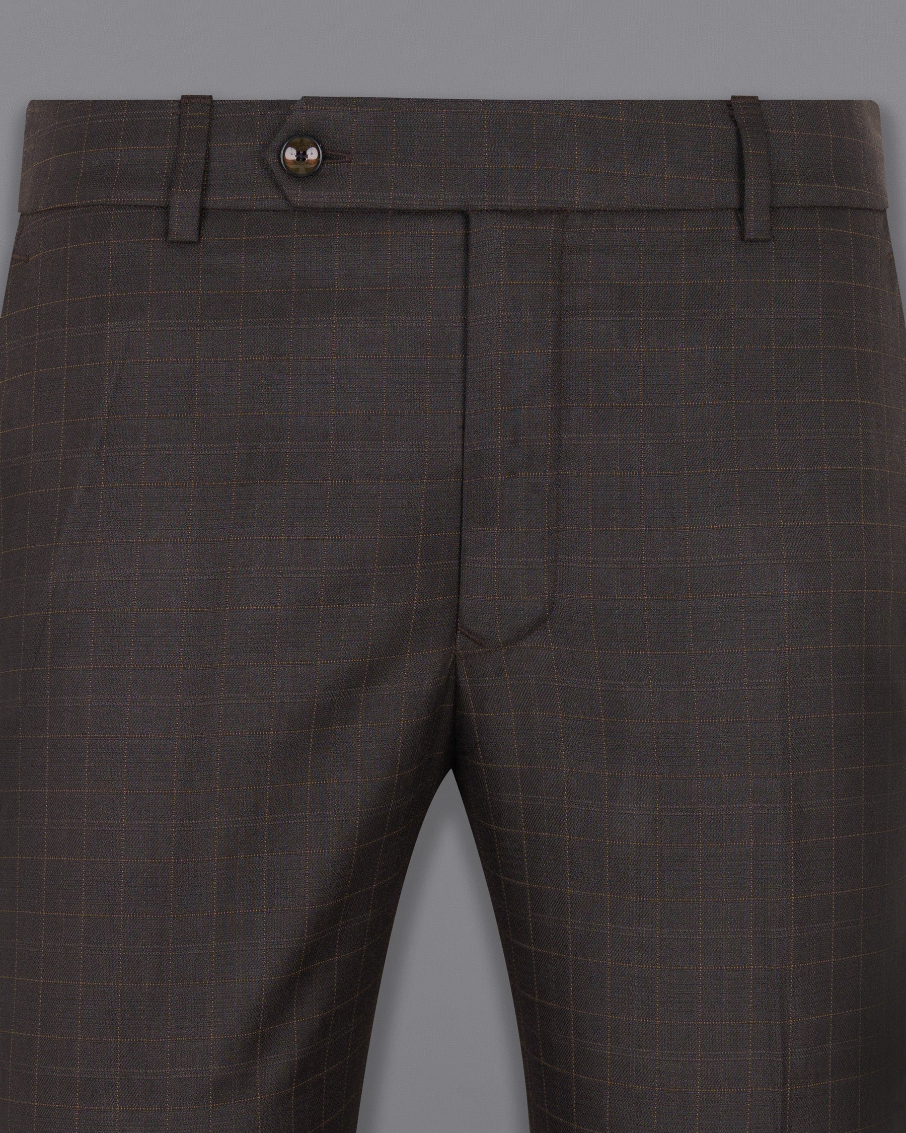 Brown Plaid Wool Rich Pant T1465-28, T1465-30, T1465-32, T1465-34, T1465-36, T1465-38, T1465-40, T1465-42, T1465-44 