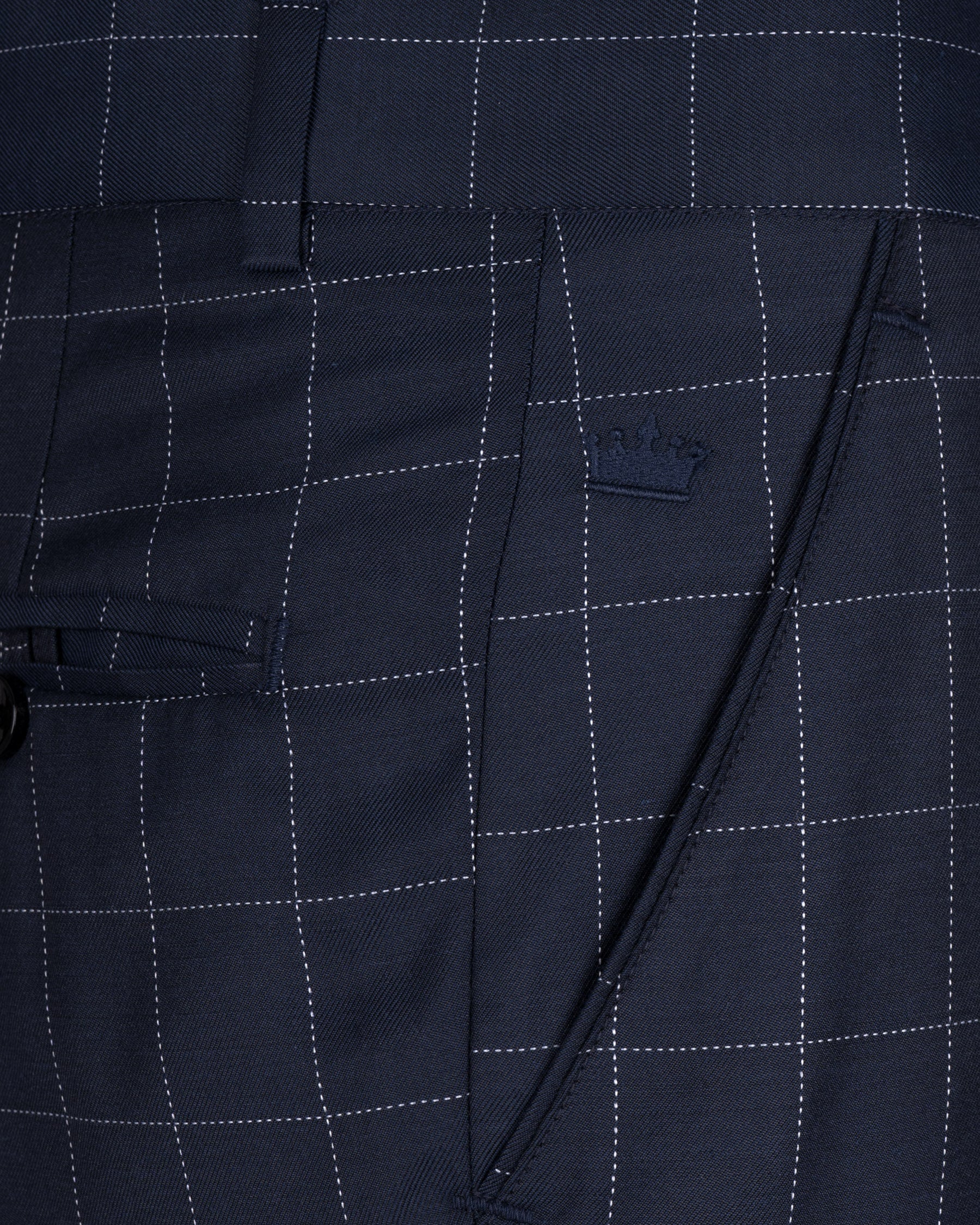 Shark Blue windowpane Wool Rich Pant T1594-28, T1594-30, T1594-32, T1594-34, T1594-36, T1594-38, T1594-40, T1594-42, T1594-44