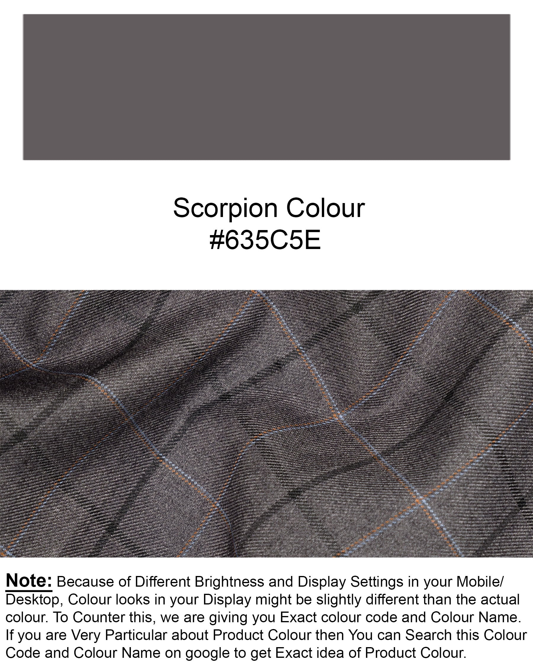 Scorpion Grey Super fine Plaid Woolrich Pant T1632-28, T1632-30, T1632-32, T1632-34, T1632-36, T1632-38, T1632-40, T1632-42, T1632-44