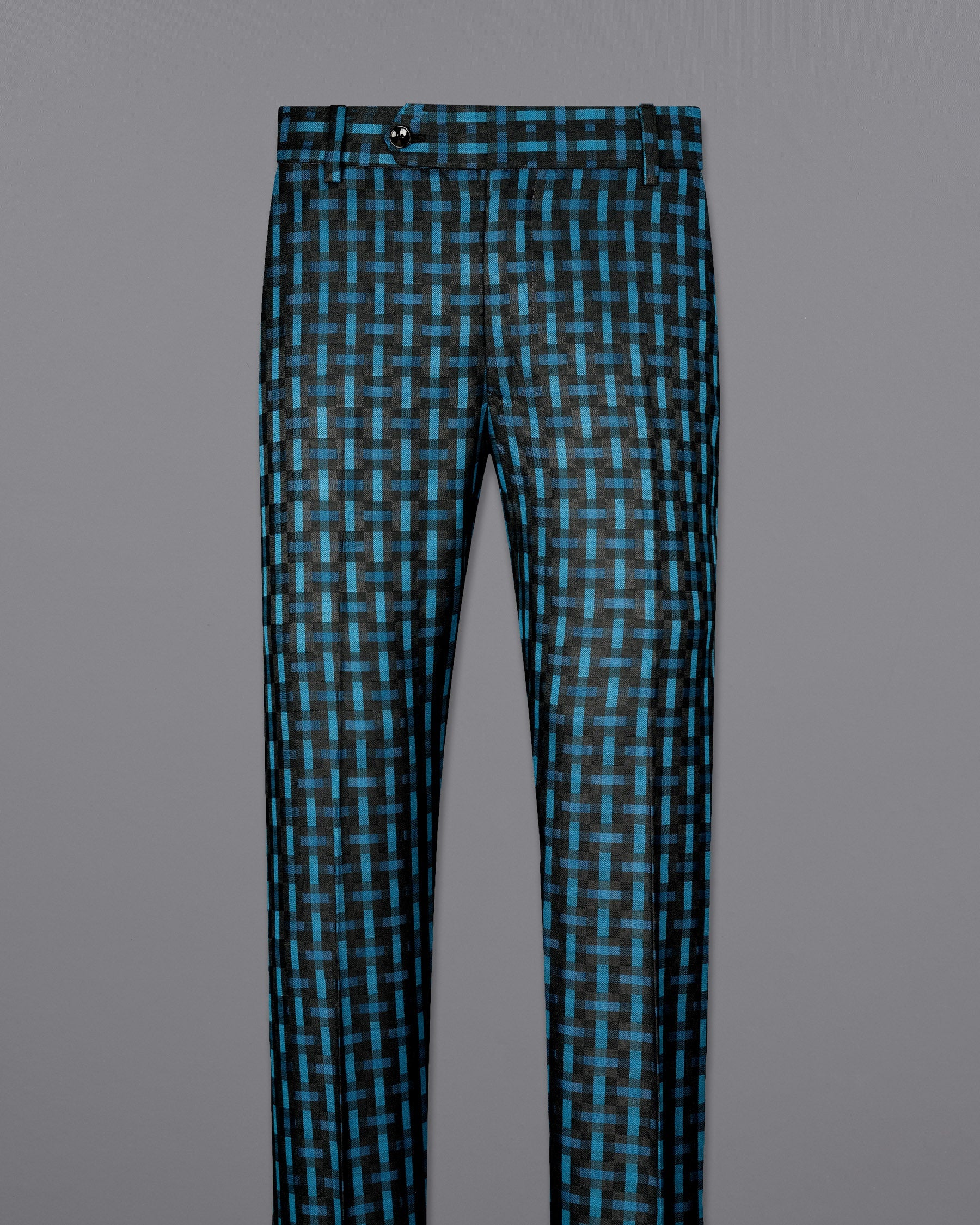 Jade Black with Glacier Blue Plaid Pant