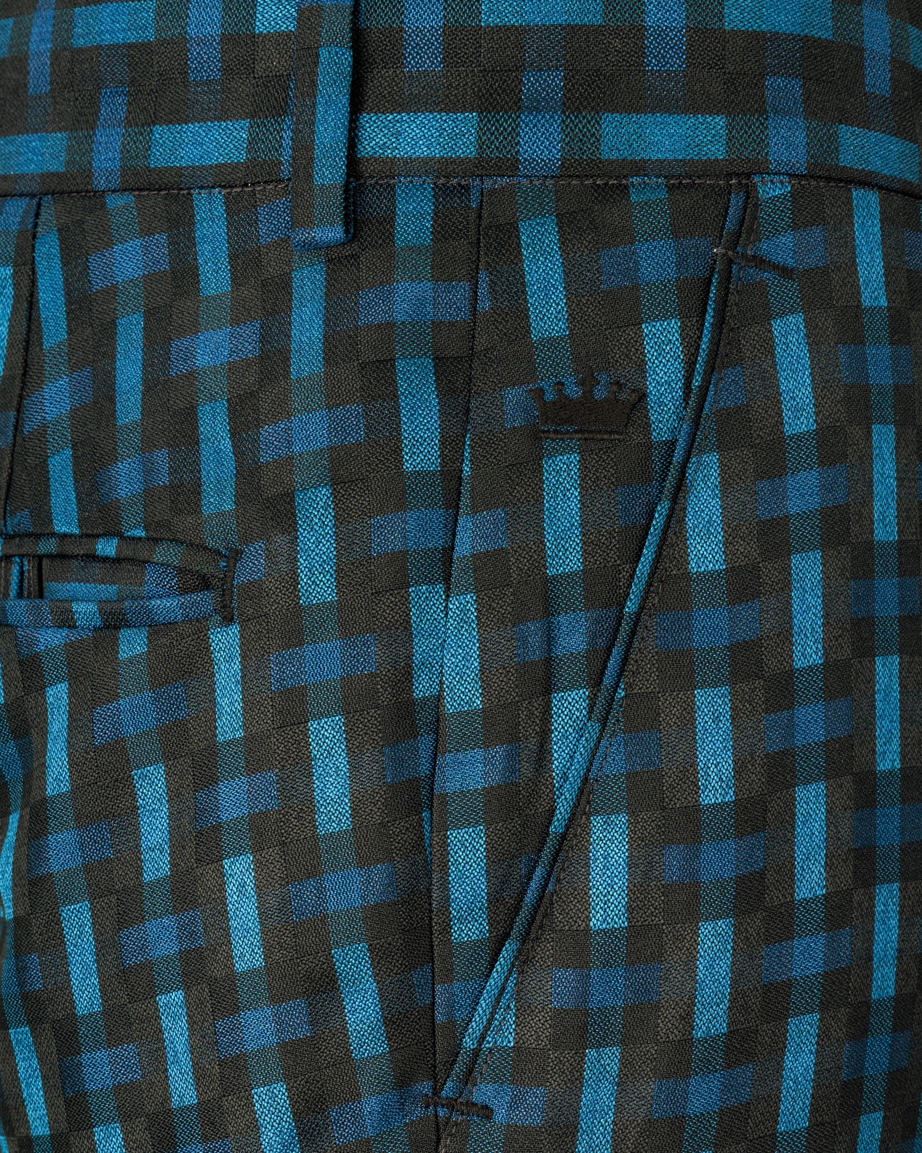 Jade Black with Glacier Blue Plaid Pant