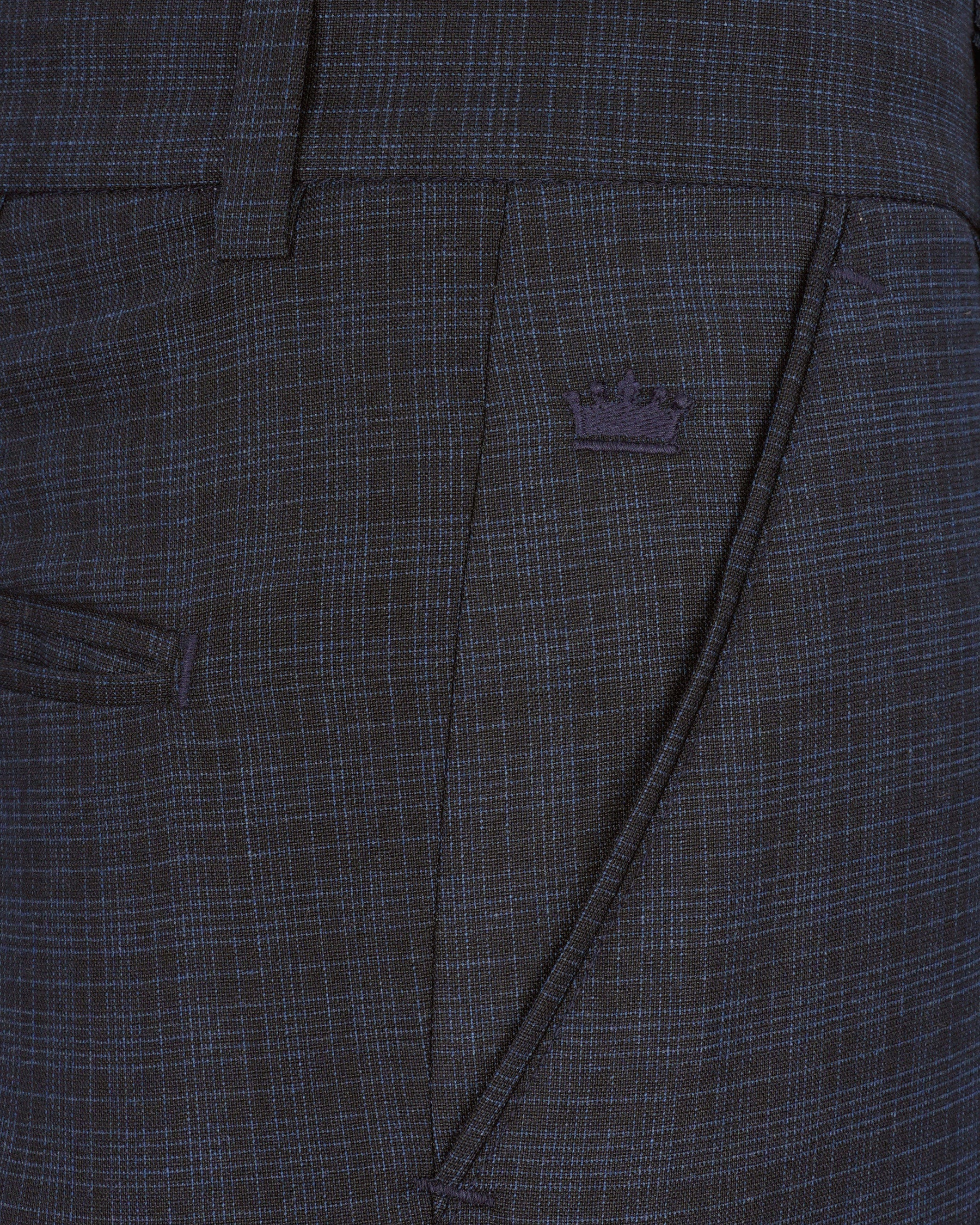 Ebony Clay Gray and Metallic Blue Plaid Pant T1939-28, T1939-30, T1939-32, T1939-34, T1939-36, T1939-38, T1939-40, T1939-42, T1939-44