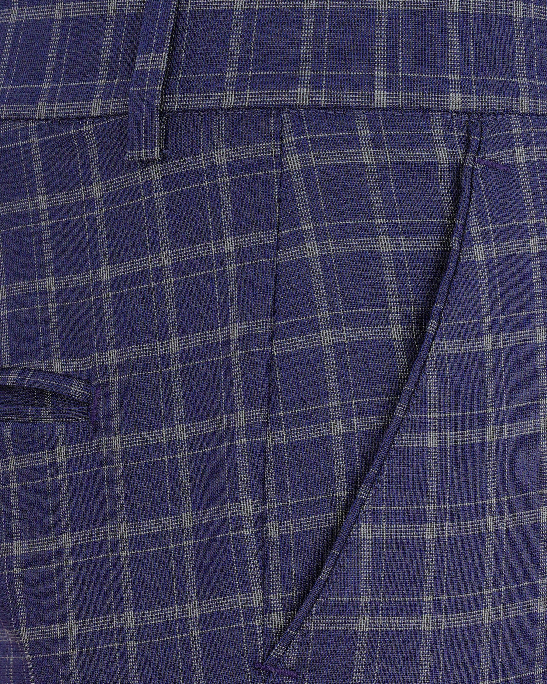 Mulled Wine Blue With Casper Gray Checkered Pant T1976-28, T1976-30, T1976-32, T1976-34, T1976-36, T1976-38, T1976-40, T1976-42, T1976-44