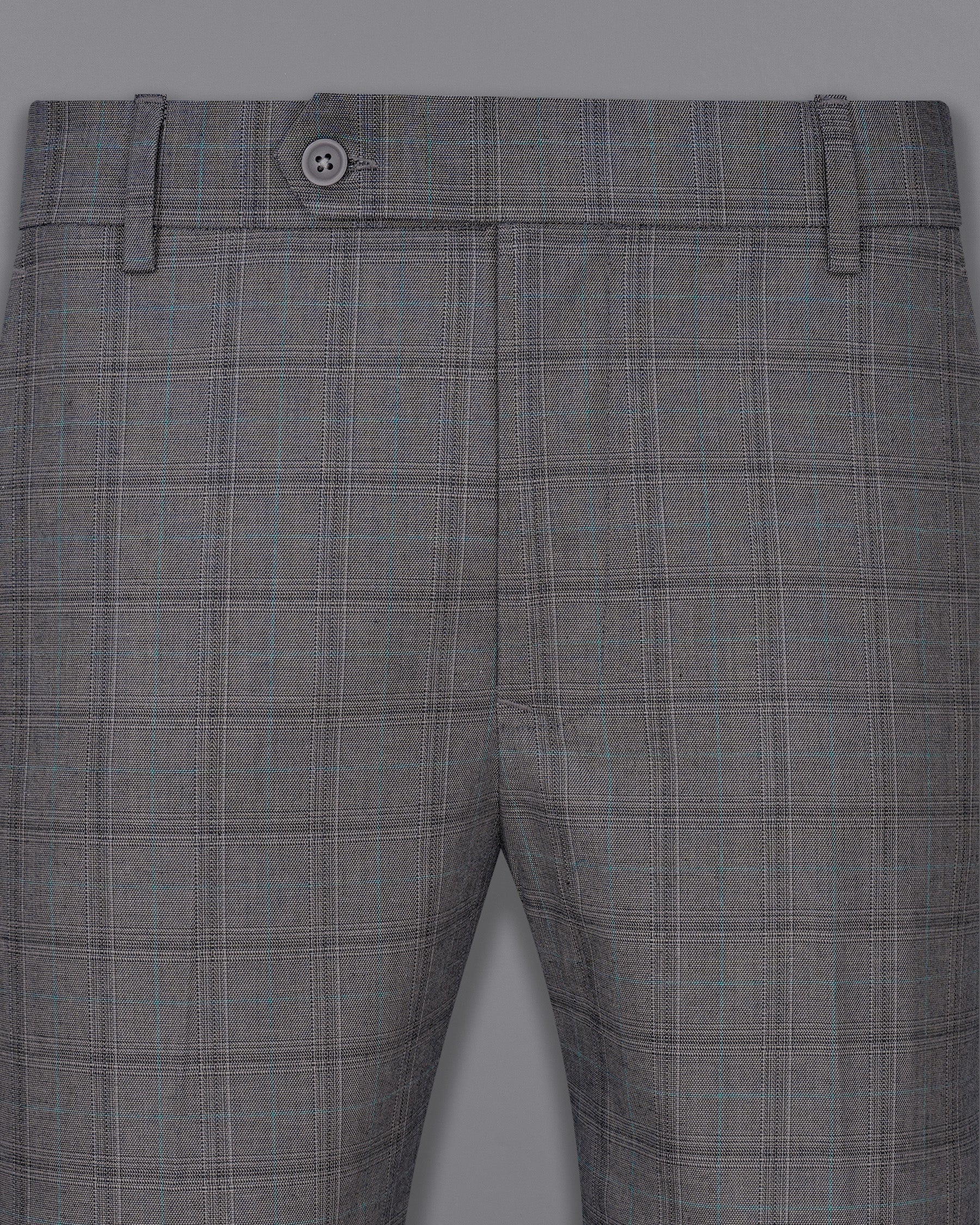 Mobster Grey Windowpane Premium Cotton Pant T1991-28, T1991-30, T1991-32, T1991-34, T1991-36, T1991-38, T1991-40, T1991-42, T1991-44