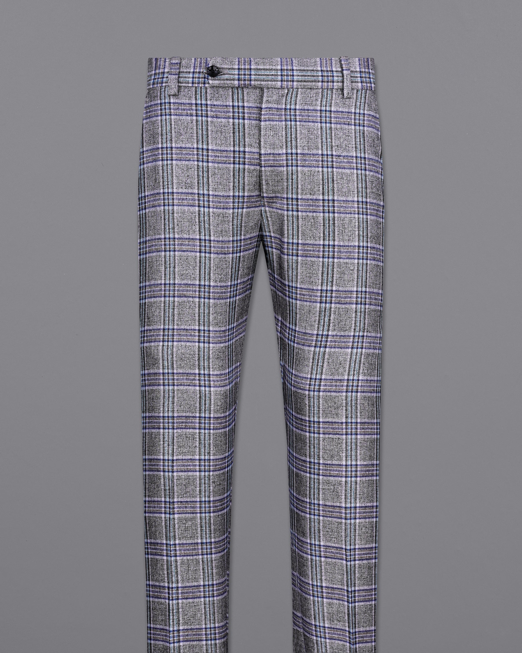 StarDust Gray with Martinique Blue Plaid Pant T2145-28, T2145-30, T2145-32, T2145-34, T2145-36, T2145-38, T2145-40, T2145-42, T2145-44