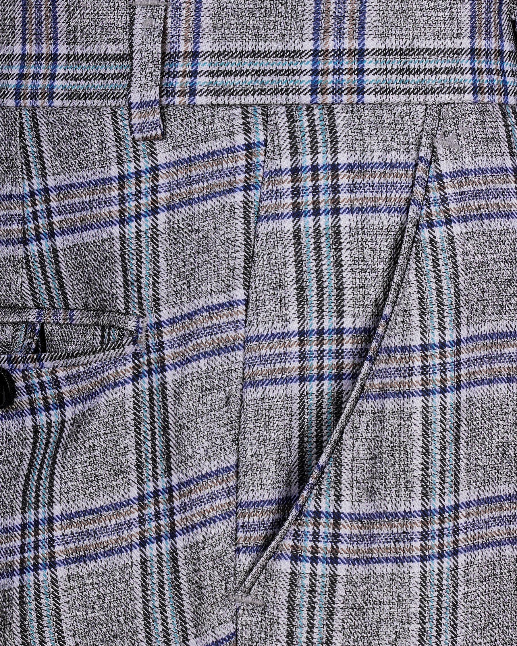 StarDust Gray with Martinique Blue Plaid Pant T2145-28, T2145-30, T2145-32, T2145-34, T2145-36, T2145-38, T2145-40, T2145-42, T2145-44