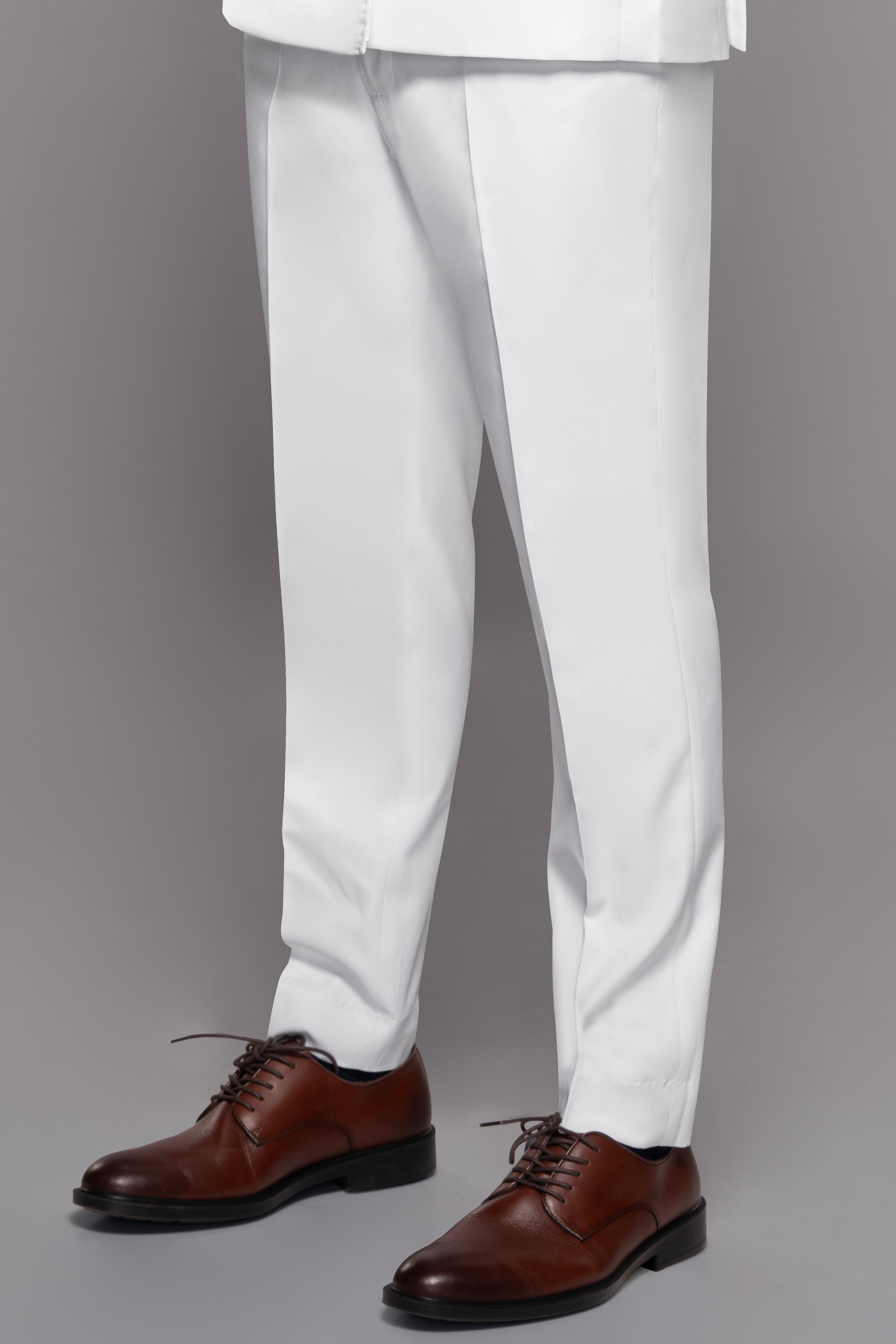 Bright White Subtle Sheen Stretchable Waistband traveler Pants