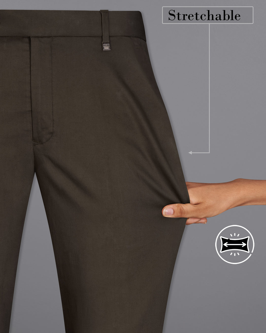 WALNUT BROWN SOLID STRETCHABLE PREMIUM COTTON TRAVELER PANT