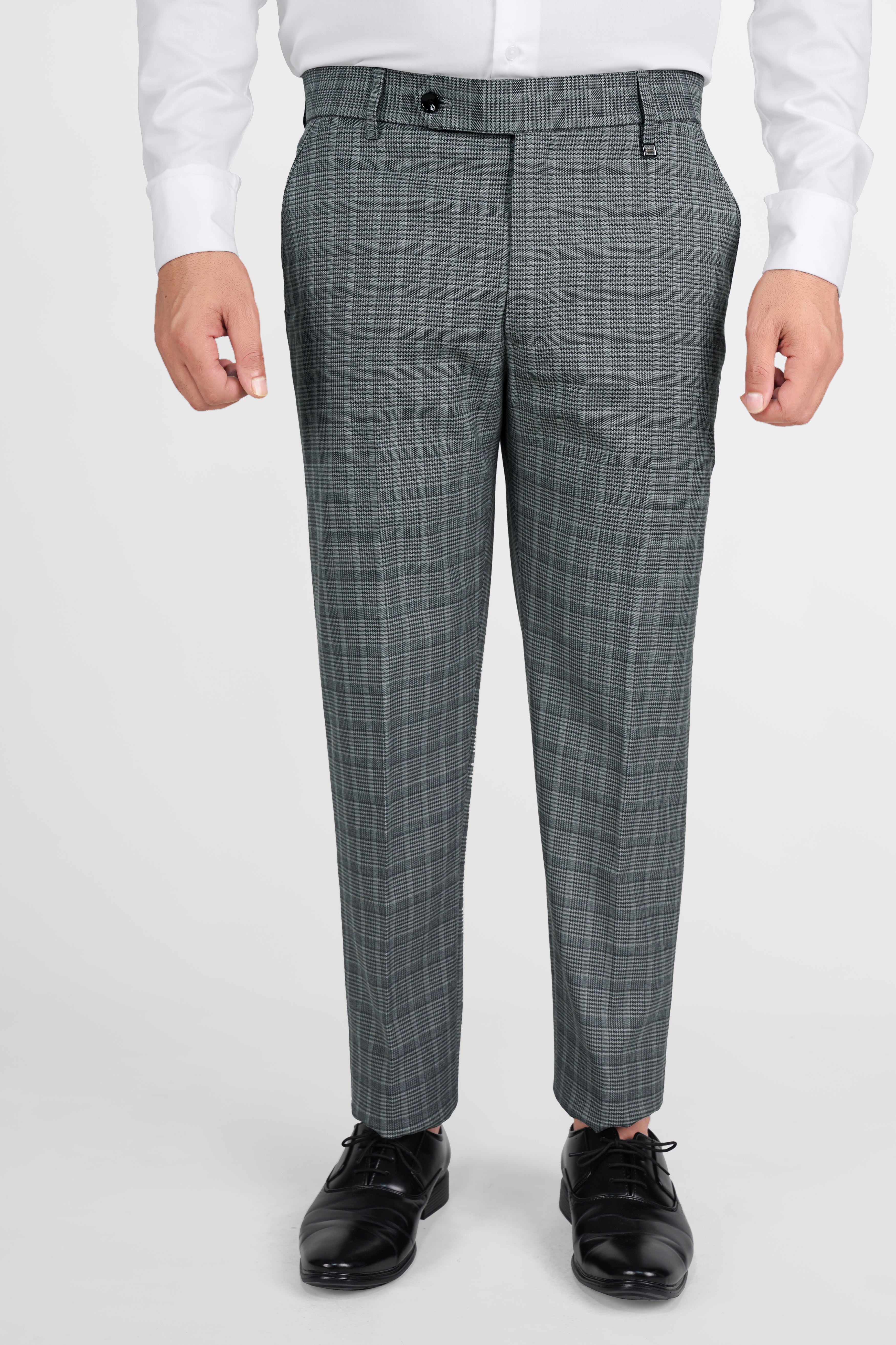 Oslo Gray Checkered Wool Rich Pant T2801-28, T2801-30, T2801-32, T2801-34, T2801-36, T2801-38, T2801-40, T2801-42, T2801-44