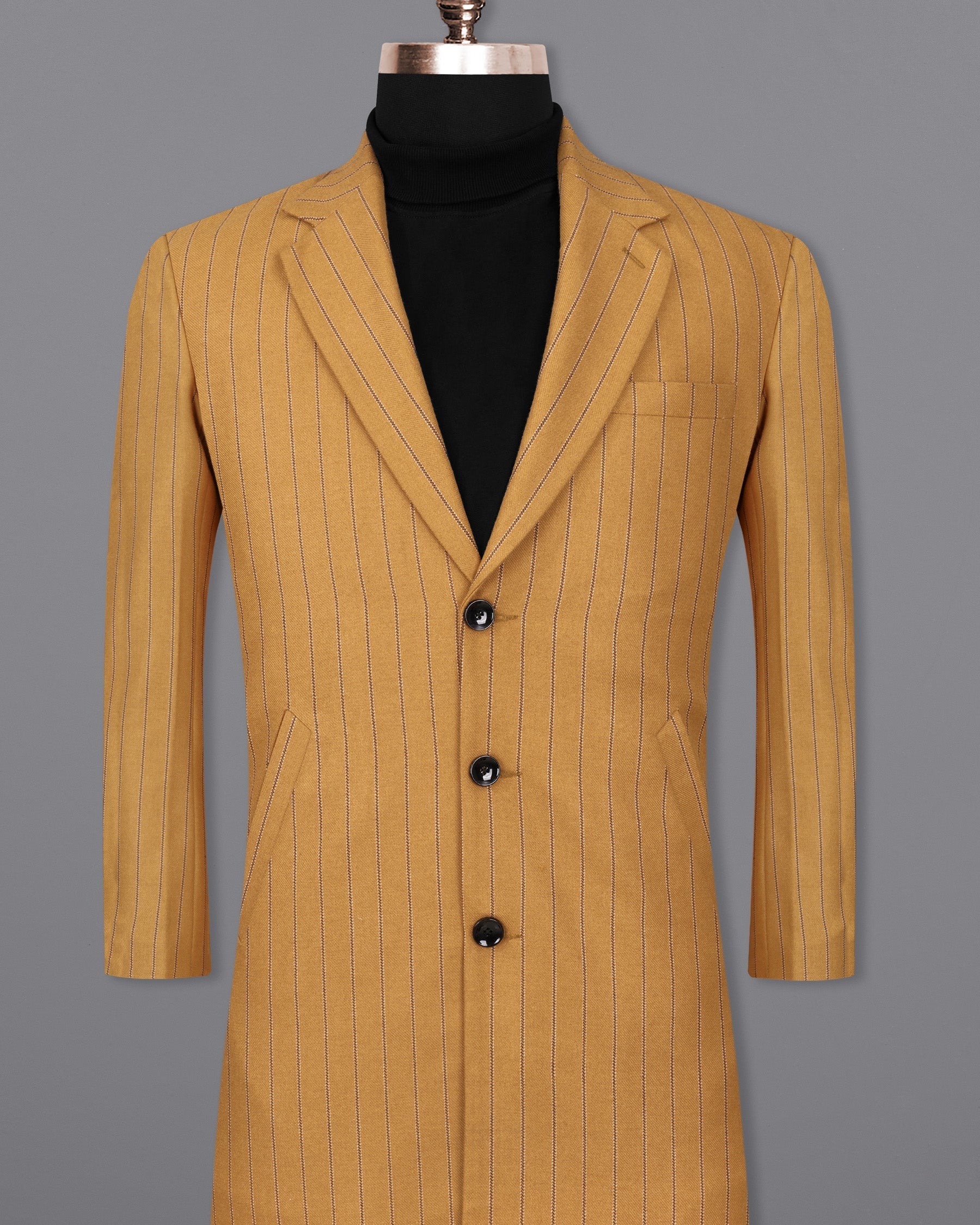 Tussock Mustard Yellow Striped Single Breasted Trench Coat TCB2034-SB-36, TCB2034-SB-38, TCB2034-SB-40, TCB2034-SB-42, TCB2034-SB-44, TCB2034-SB-46, TCB2034-SB-48, TCB2034-SB-50, TCB2034-SB-52, TCB2034-SB-54, TCB2034-SB-56, TCB2034-SB-58, TCB2034-SB-60