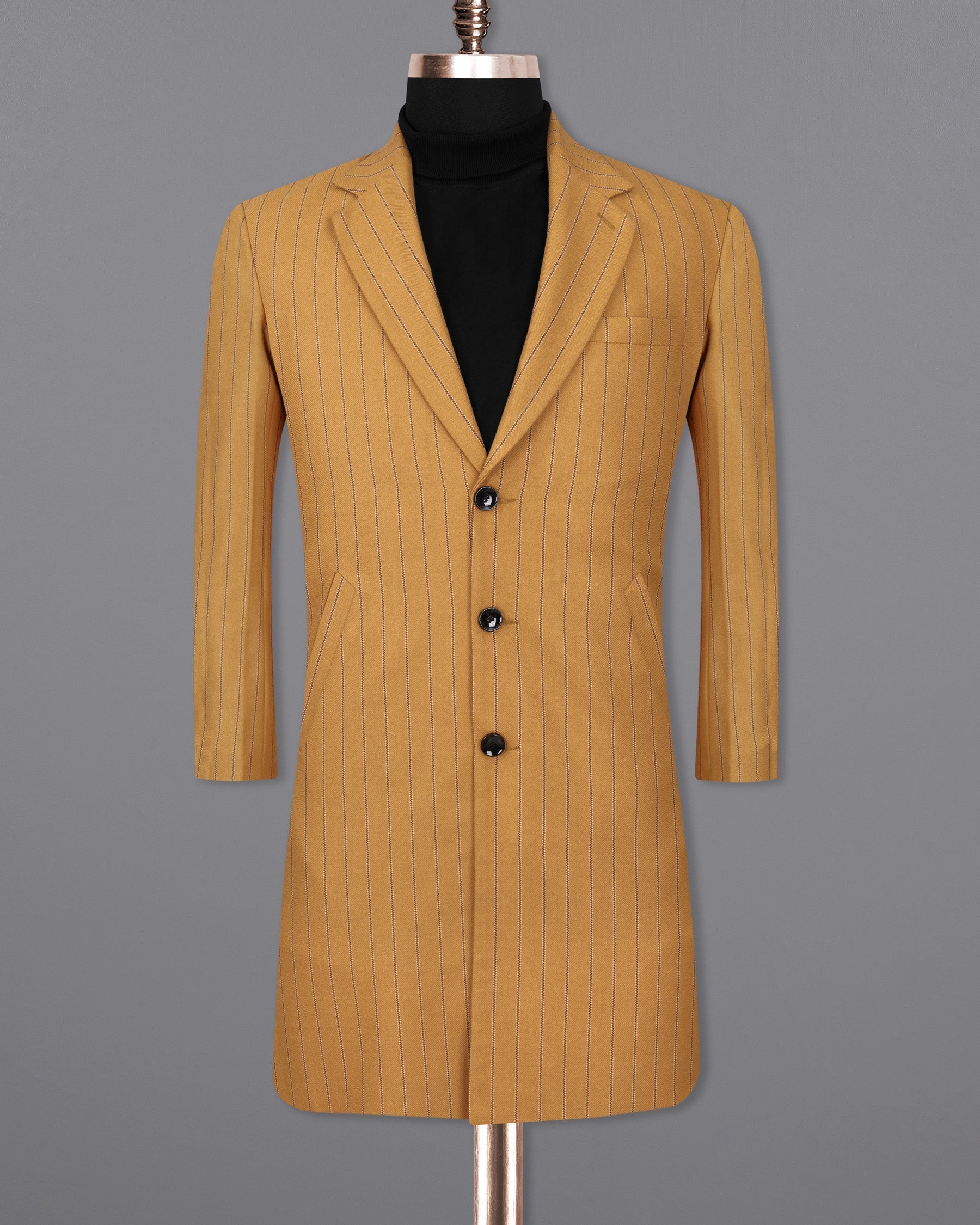 Tussock Mustard Yellow Striped Single Breasted Trench Coat TCB2034-SB-36, TCB2034-SB-38, TCB2034-SB-40, TCB2034-SB-42, TCB2034-SB-44, TCB2034-SB-46, TCB2034-SB-48, TCB2034-SB-50, TCB2034-SB-52, TCB2034-SB-54, TCB2034-SB-56, TCB2034-SB-58, TCB2034-SB-60