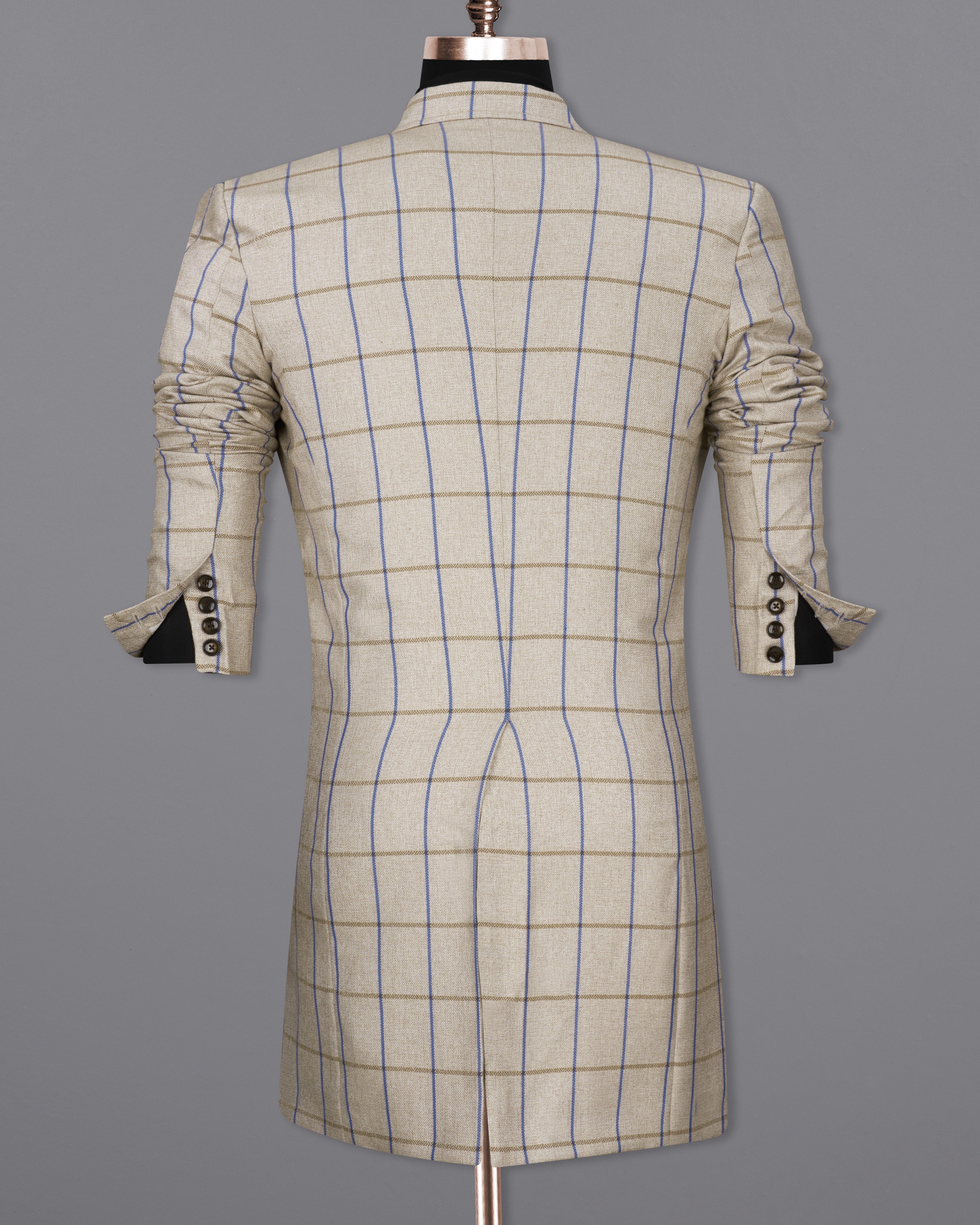 Coriander Cream Windowpane Double Breasted Trench Coat TCB2308-D74-36, TCB2308-D74-38, TCB2308-D74-40, TCB2308-D74-42, TCB2308-D74-44, TCB2308-D74-46, TCB2308-D74-48, TCB2308-D74-50, TCB2308-D74-52, TCB2308-D74-54, TCB2308-D74-56, TCB2308-D74-58, TCB2308-D74-60