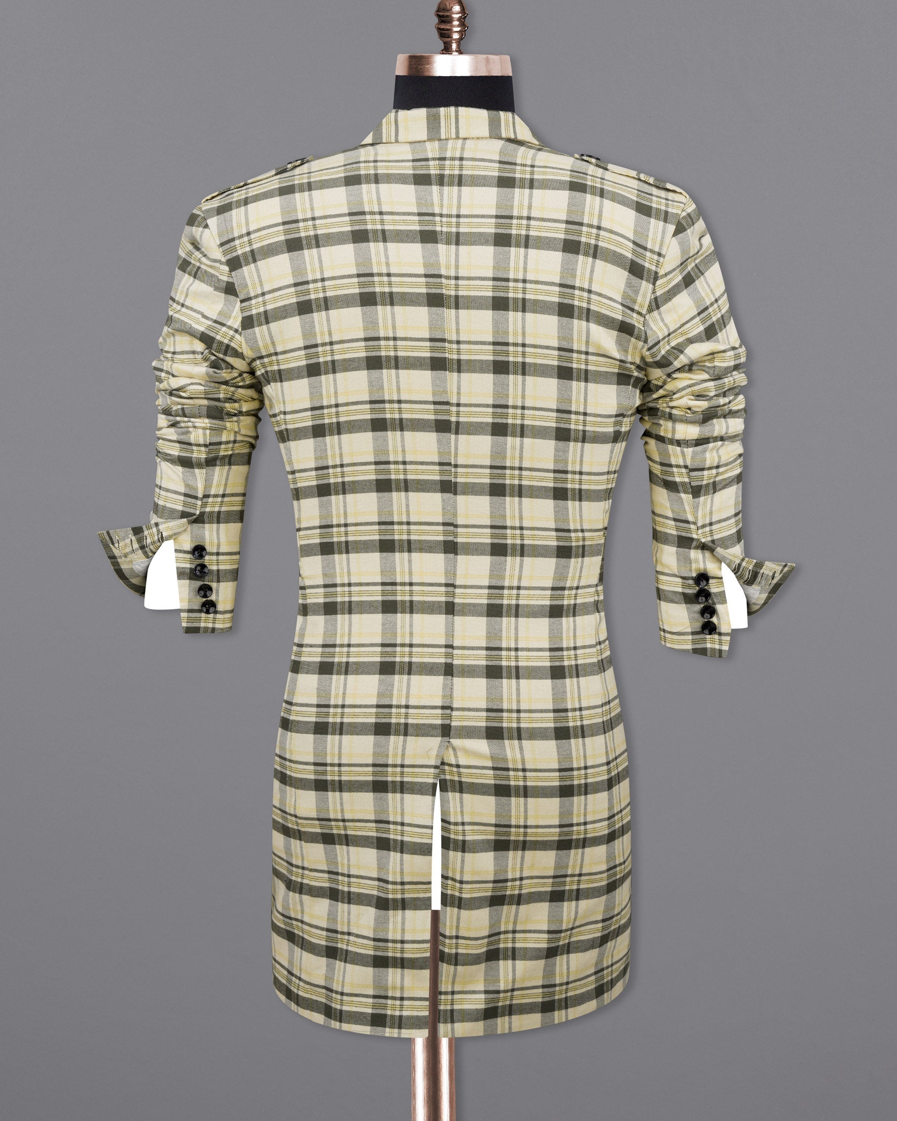 Wheatfield Cream with Taupe Green Plaid Premium Cotton with Belt Closure Designer Trench Coat TCB2108-SB-D195-36, TCB2108-SB-D195-38, TCB2108-SB-D195-40, TCB2108-SB-D195-42, TCB2108-SB-D195-44, TCB2108-SB-D195-46, TCB2108-SB-D195-48, TCB2108-SB-D195-50, TCB2108-SB-D195-52, TCB2108-SB-D195-54, TCB2108-SB-D195-56, TCB2108-SB-D195-58, TCB2108-SB-D195-60