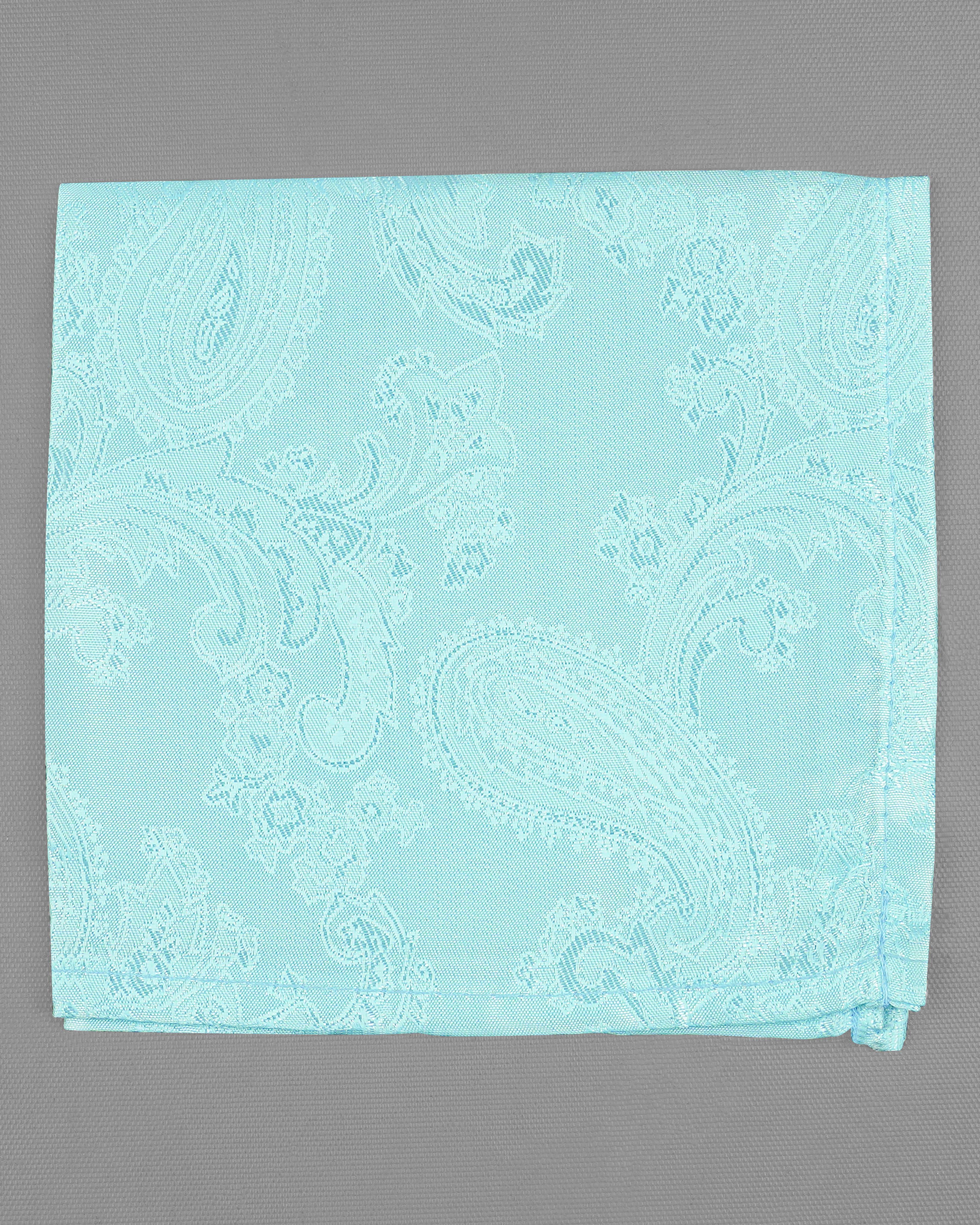 Riptide Aqua Blue Paisley Jacquard Tie with Pocket Square TP034