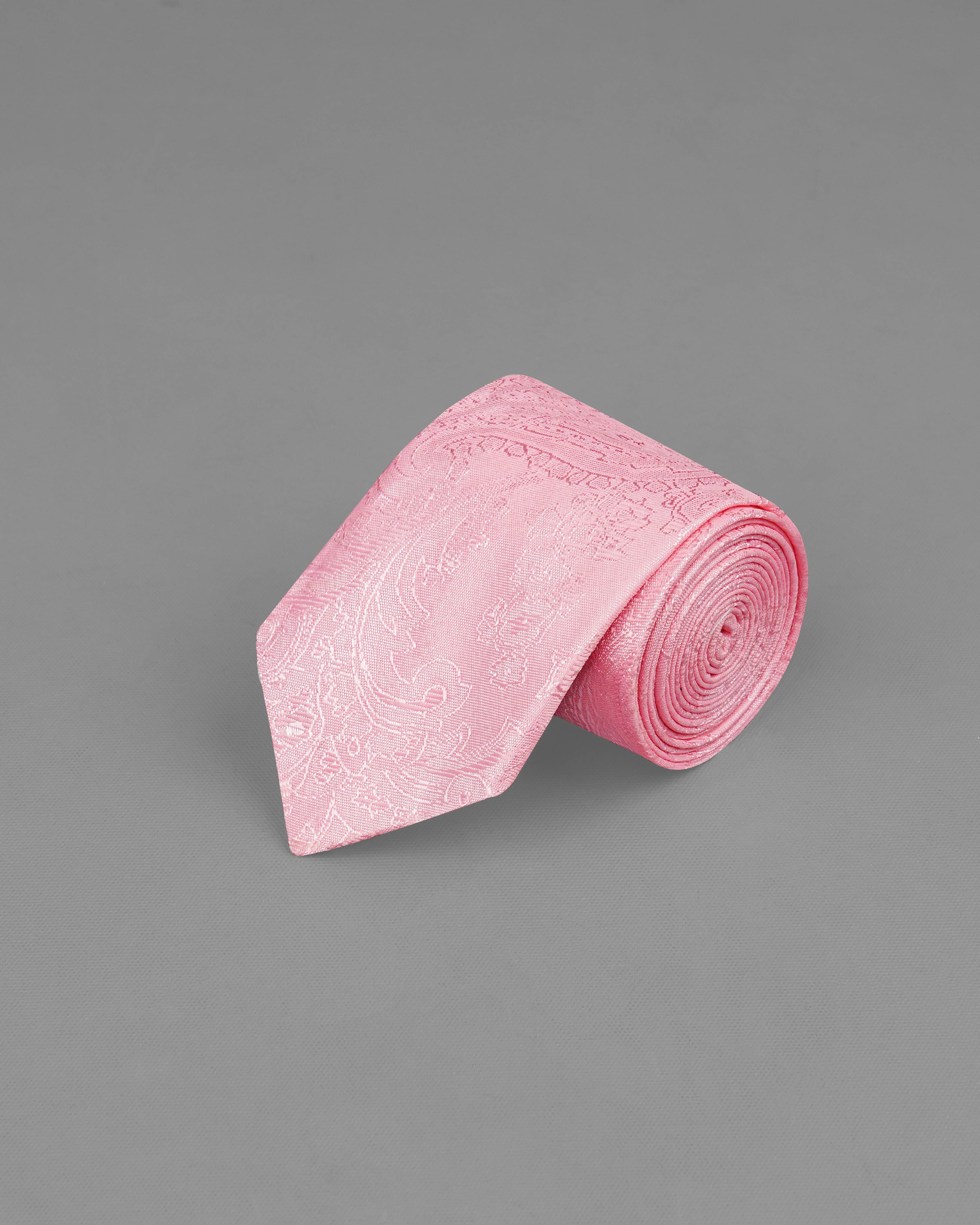 Careys Pink Paisley Jacquard Tie with Pocket Square TP038