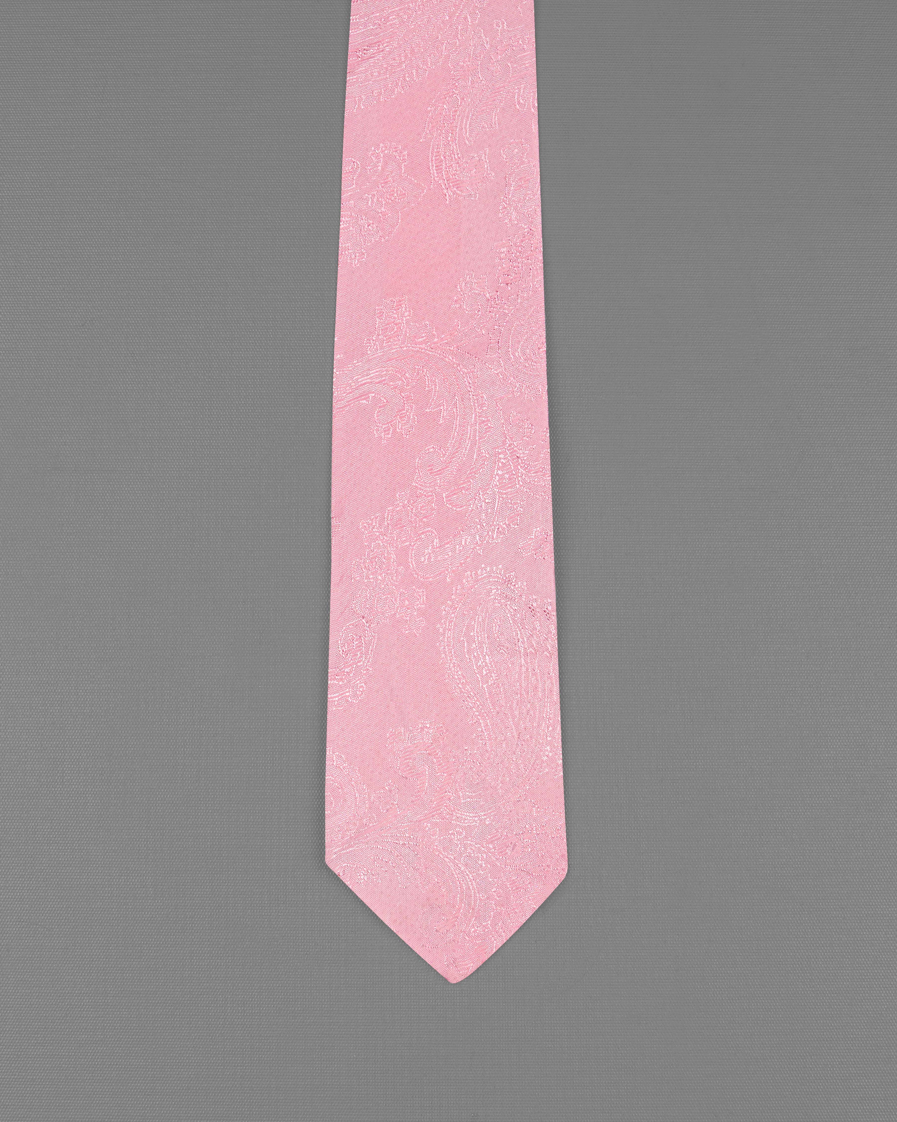 Careys Pink Paisley Jacquard Tie with Pocket Square TP038