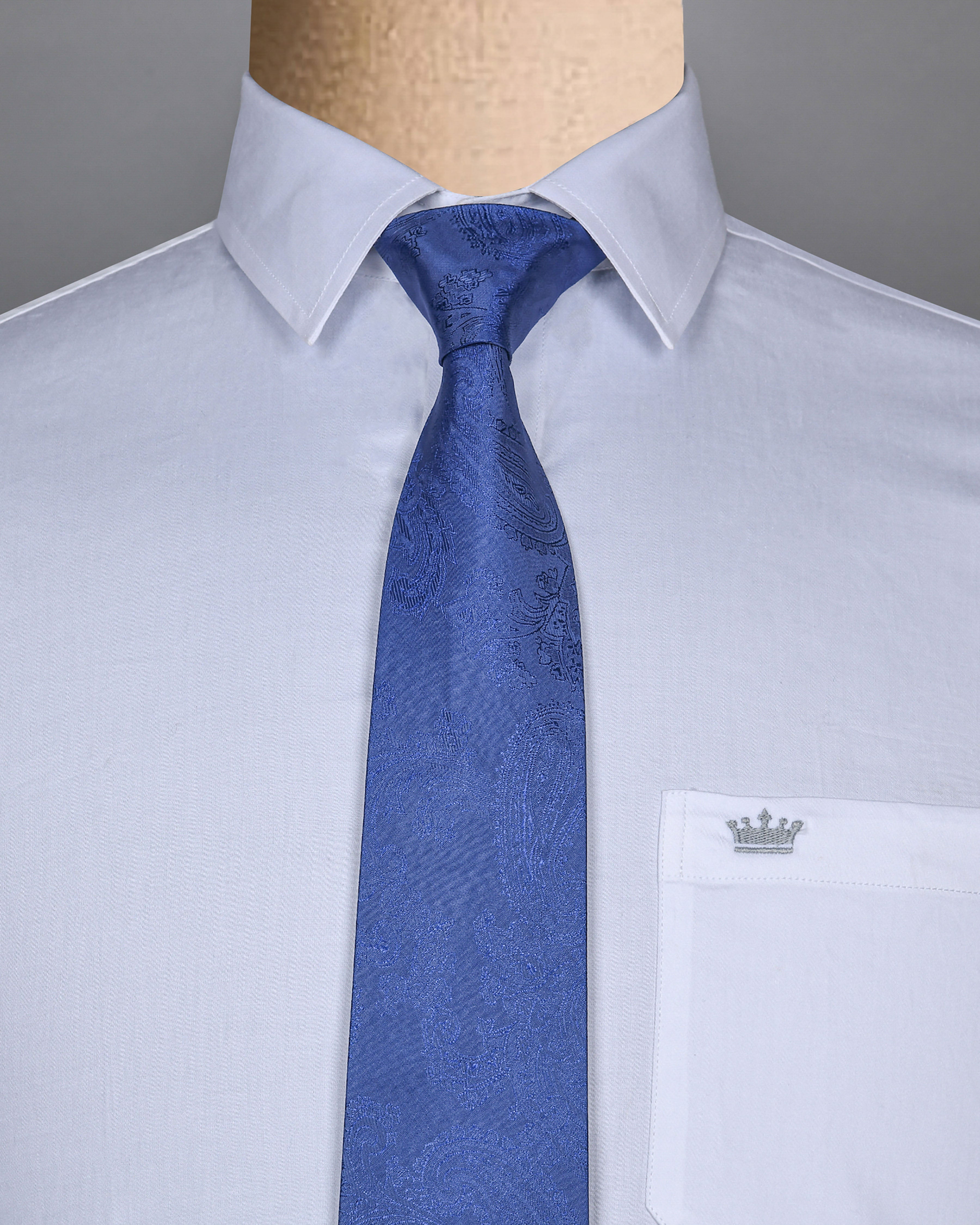 Persian Blue Paisley Jacquard Tie with Free Pocket square