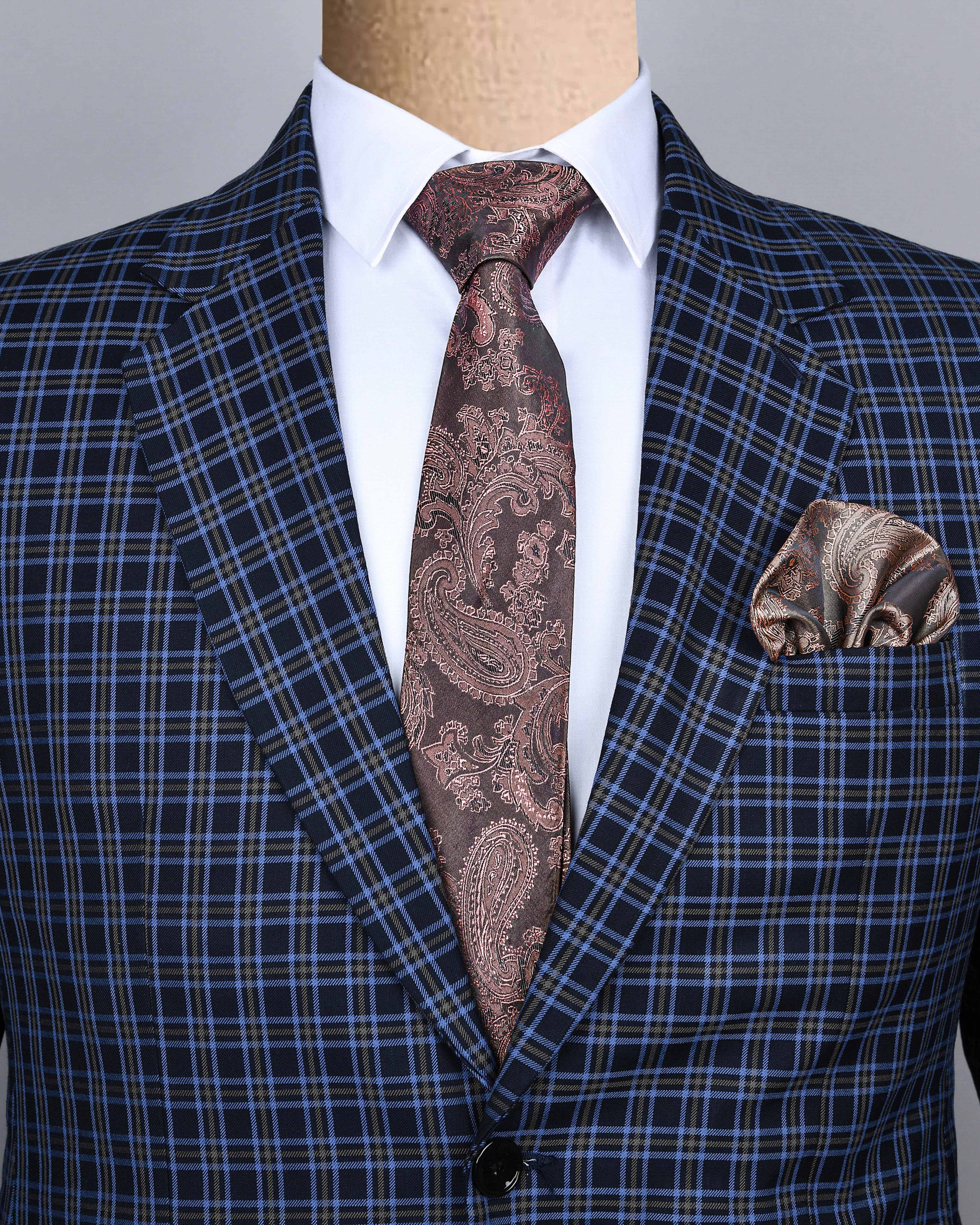 Walnut Brown Paisley Jacquard Tie with Free Pocket square