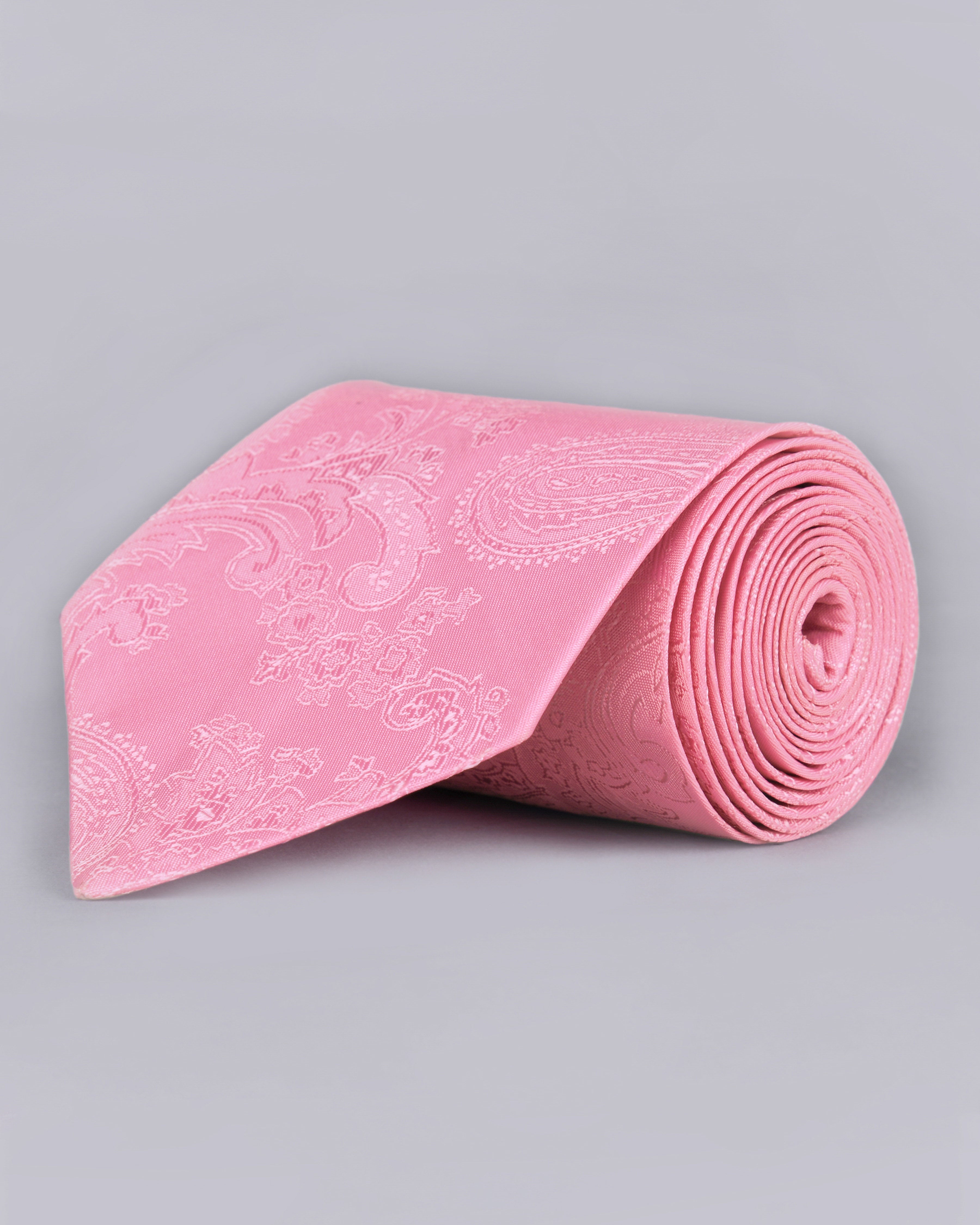 Taffy Pink Paisley Jacquard Tie with Free Pocket square