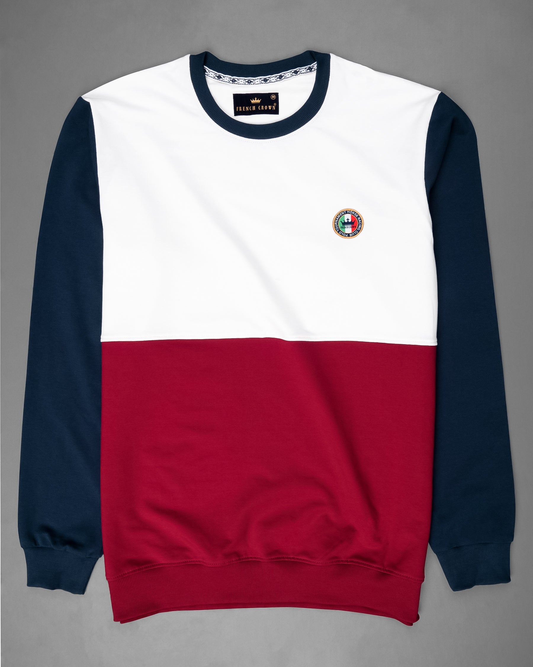 Bright White and Merlot Colourblock Sweatshirt TS573-S, TS573-M, TS573-L, TS573-XL, TS573-XXL, TS573-3XL, TS573-4XL