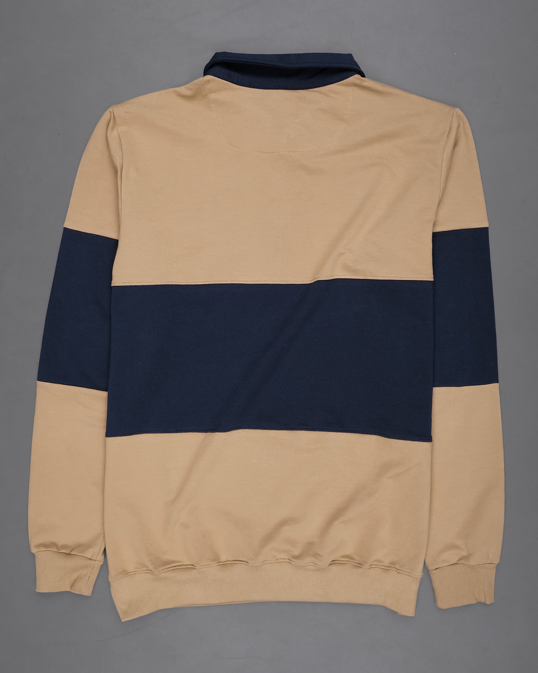 Cameo Light Brown and Ebony Blue Polo Zipper Sweatshirt TS577-S, TS577-M, TS577-L, TS577-XL, TS577-XXL, TS577-3XL, TS577-4XL