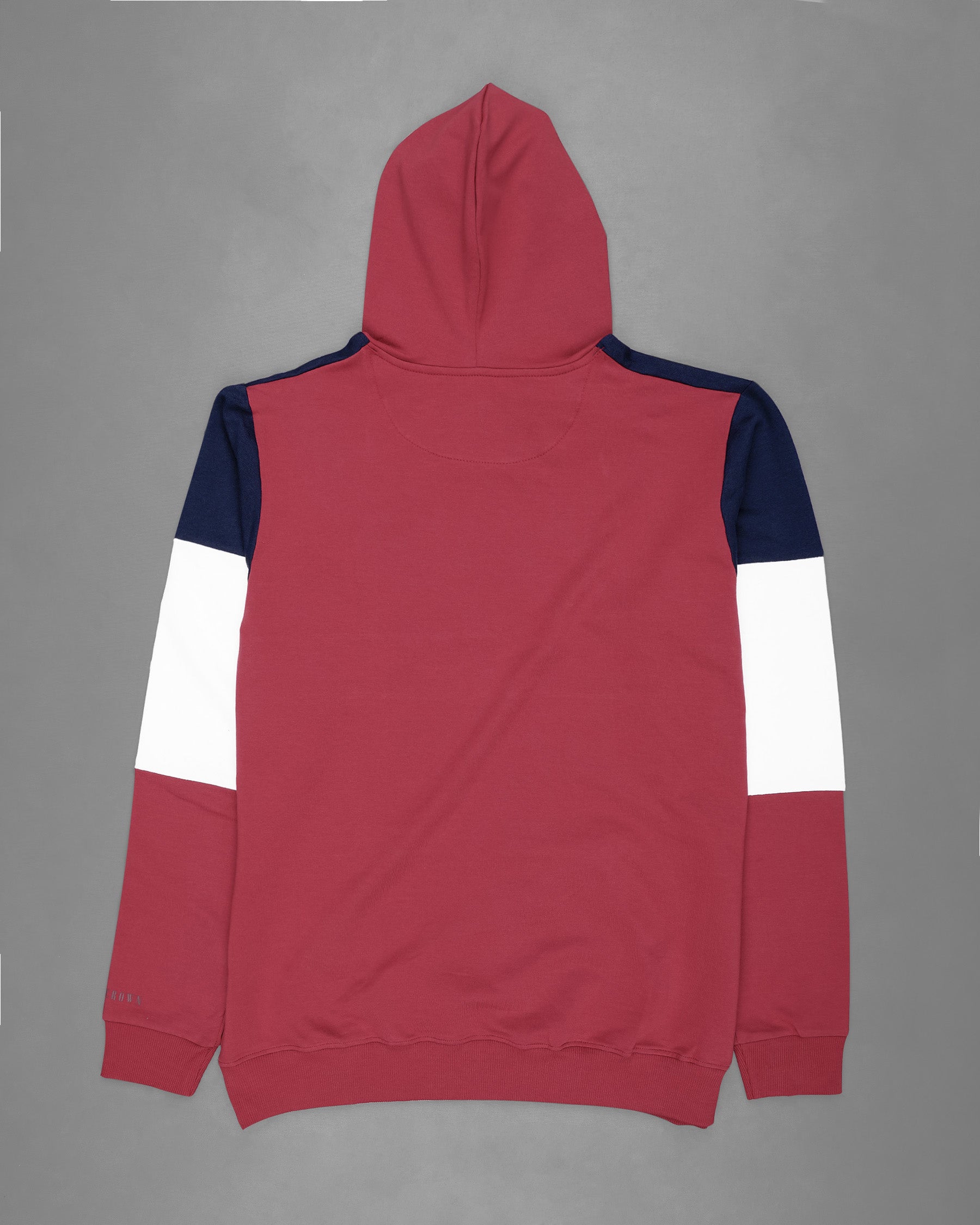 Bright White with Bleached Cedar Blue and Red Colour Block Hoodie Sweatshirt TS582-S, TS582-M, TS582-L, TS582-XL, TS582-XXL, TS582-3XL, TS582-4XL