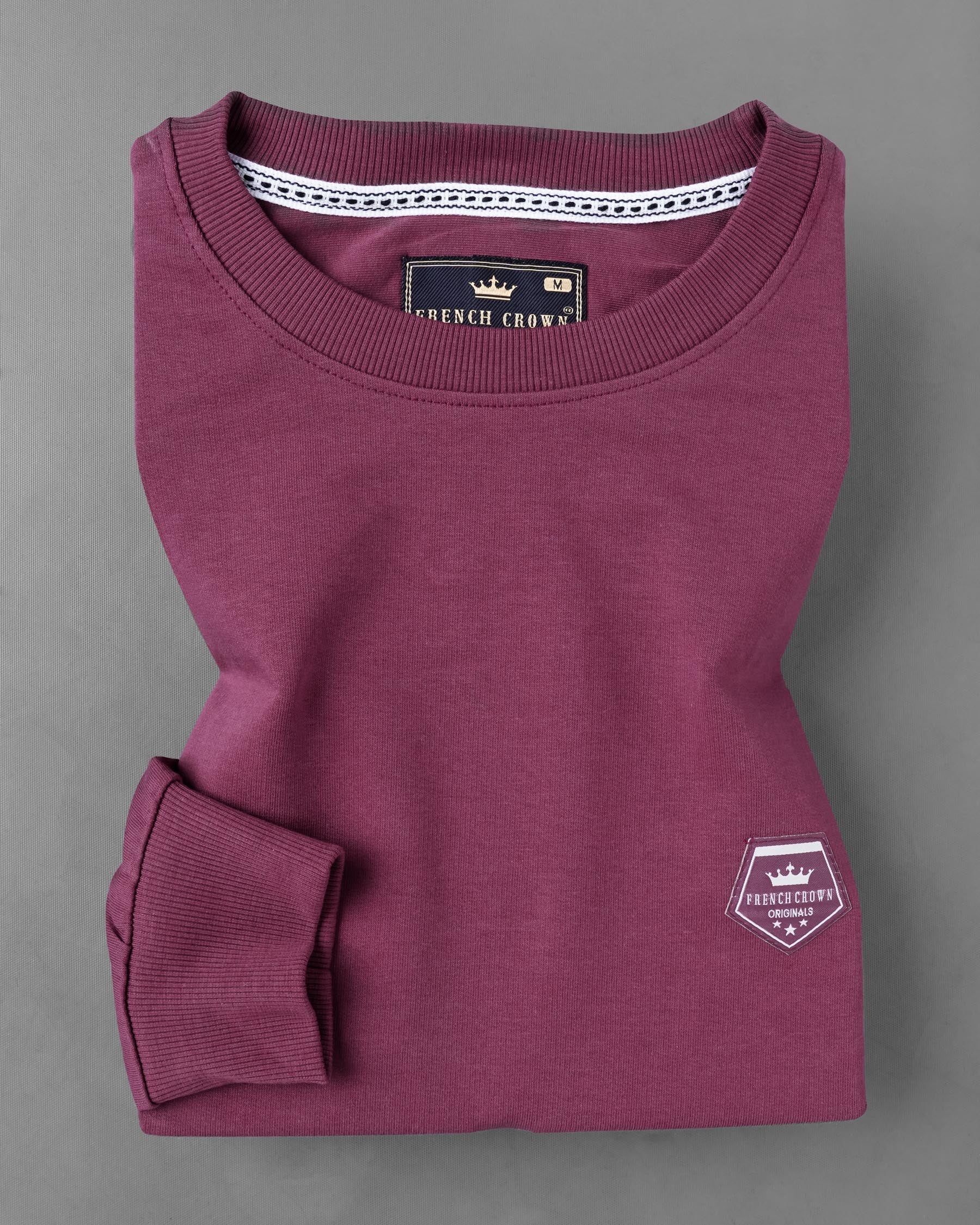 Camelot Wine with Bright White Patch Worked Sweatshirt TS585-S, TS585-M, TS585-L, TS585-XL, TS585-XXL, TS585-3XL, TS585-4XL