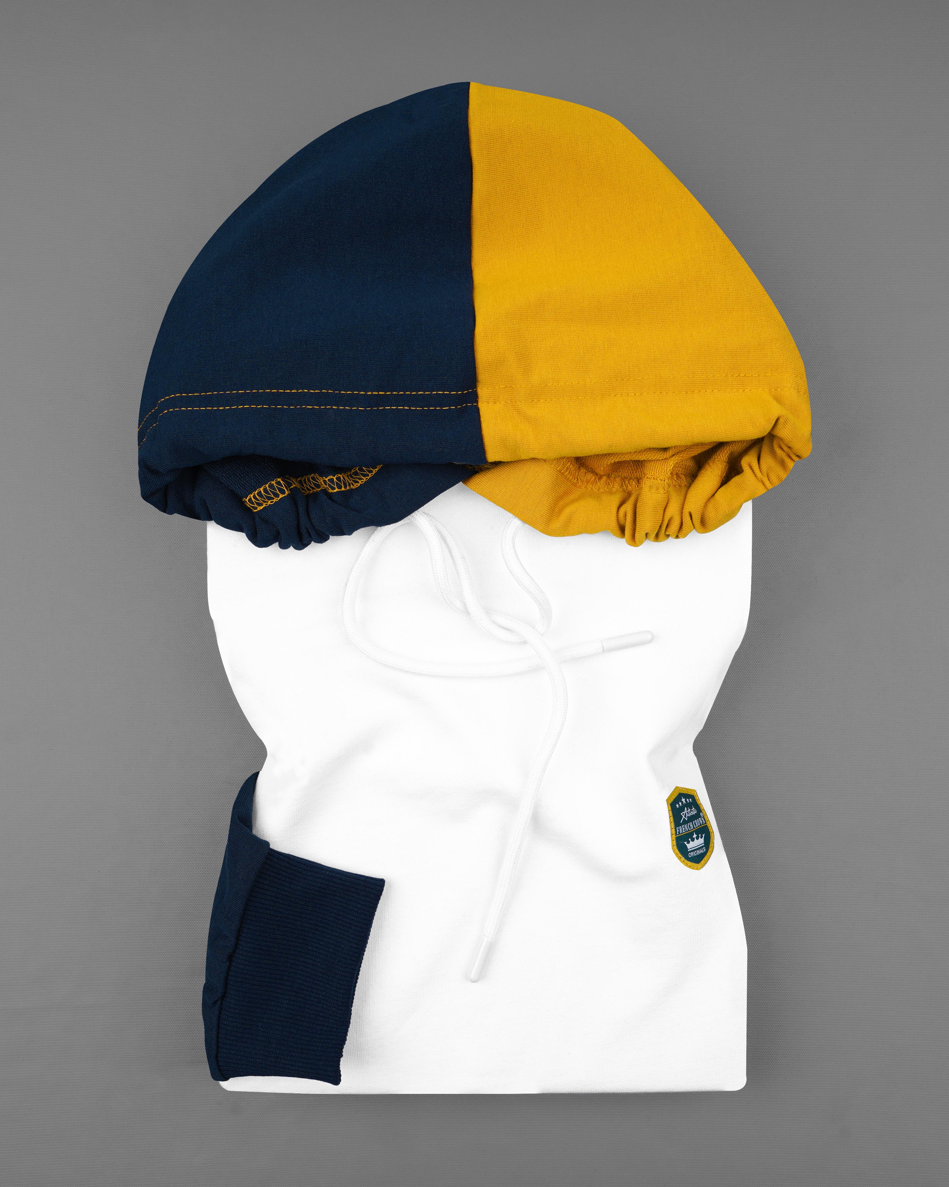 Tangaroa Blue, Yellow and White Block Pattern Super Soft Premium Cotton Hoodie Sweatshirt TS608-S, TS608-M, TS608-L, TS608-XL, TS608-XXL, TS608-3XL, TS608-4XL