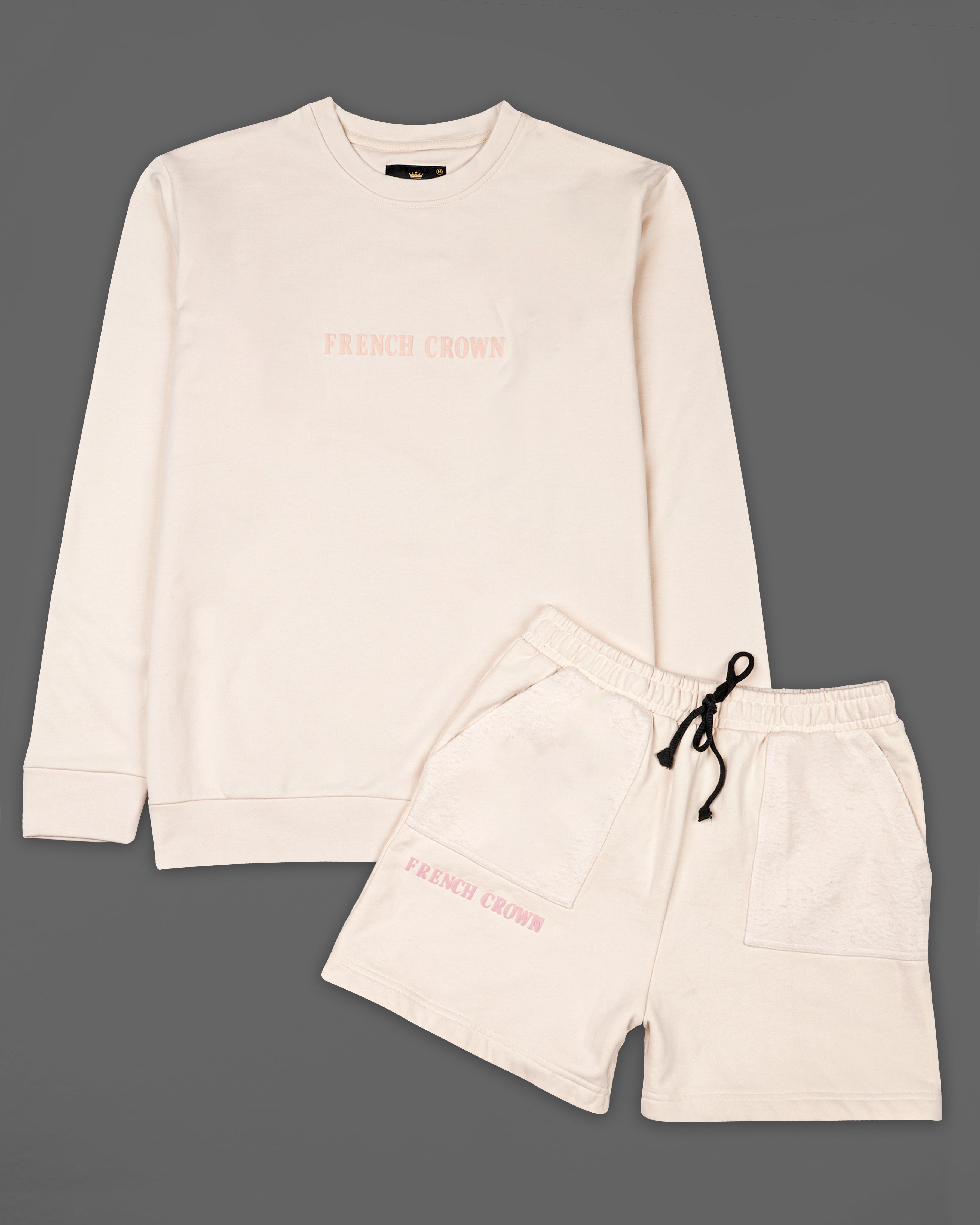 Bizarre Cream Premium Cotton Sweatshirt with Shorts Combo TS621-SR183-S, TS621-SR183-M, TS621-SR183-L, TS621-SR183-XL, TS621-SR183-XXL