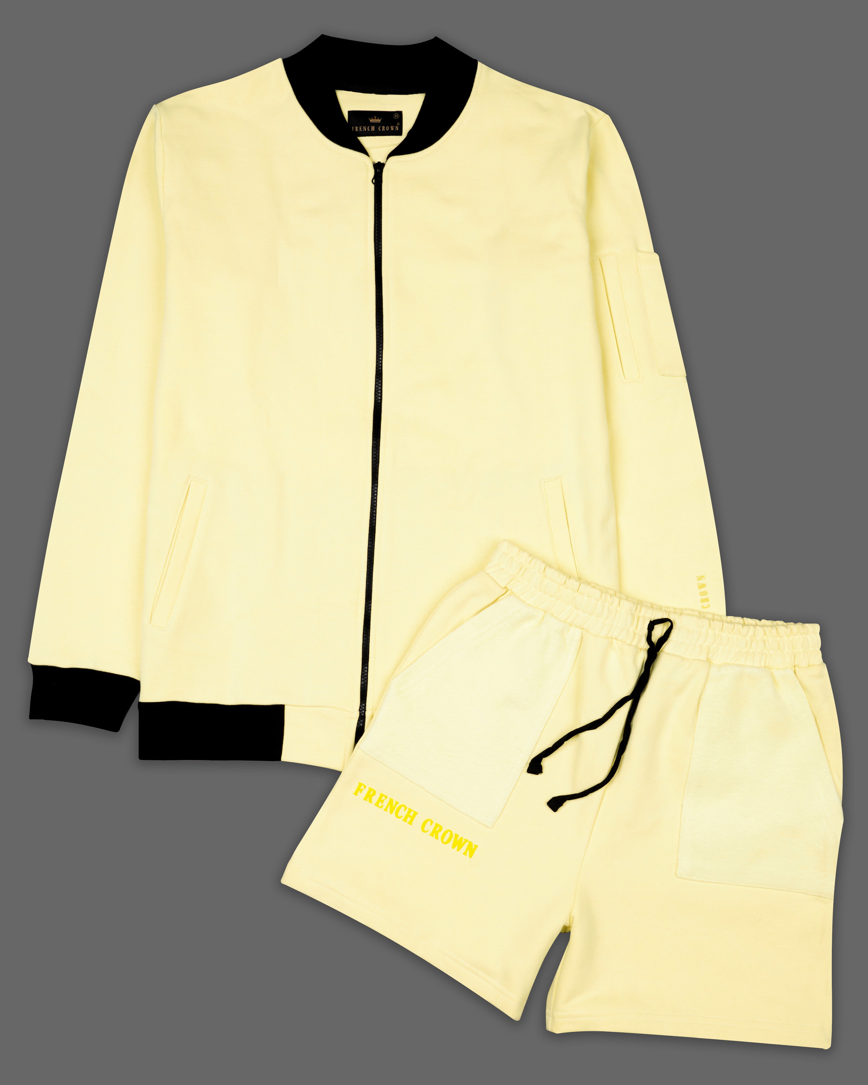 Beeswax Yellow Premium Cotton Bomber Jacket with Shorts Combo TS629-SR172-38, TS629-SR172-39, TS629-SR172-40, TS629-SR172-42, TS629-SR172-44, TS629-SR172-46