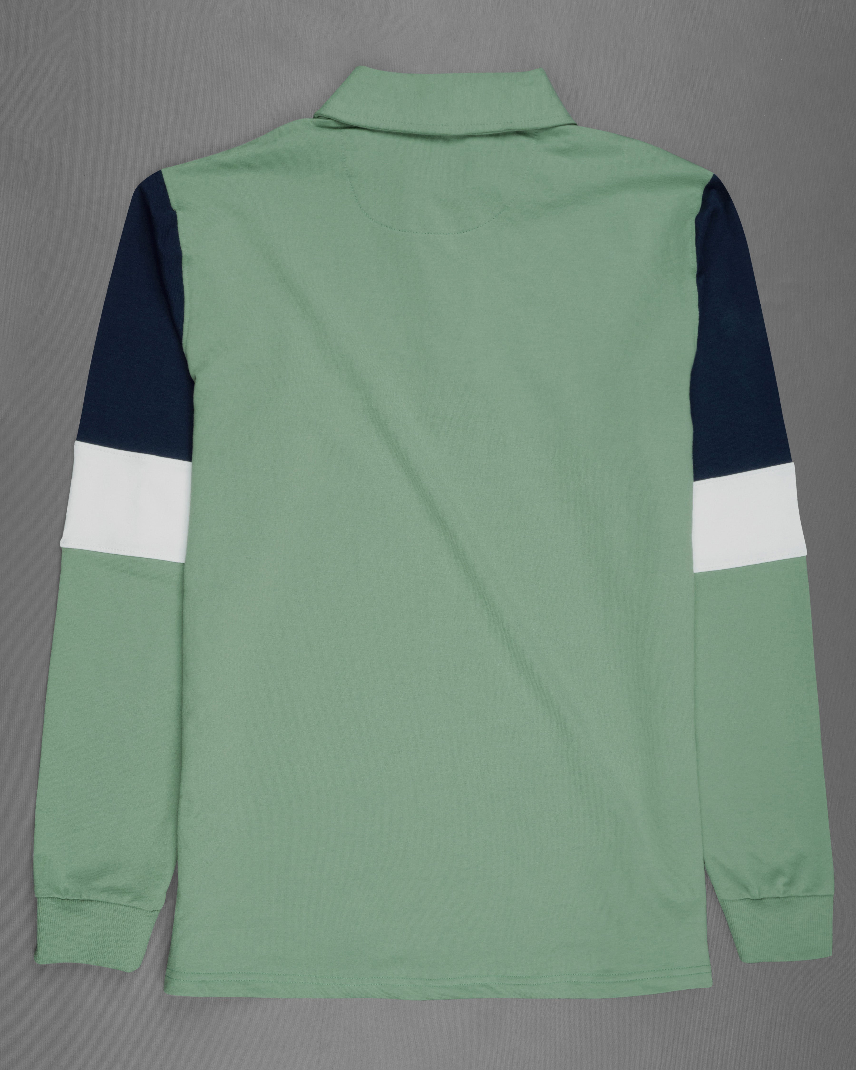 Mantle Green With Navy Blue Full Sleeve Super Soft Polo SweatshirtTS636-M, TS636-M, TS636-A, TS636-XL, TS636-XXL, TS636-3XL, TS636-4XL