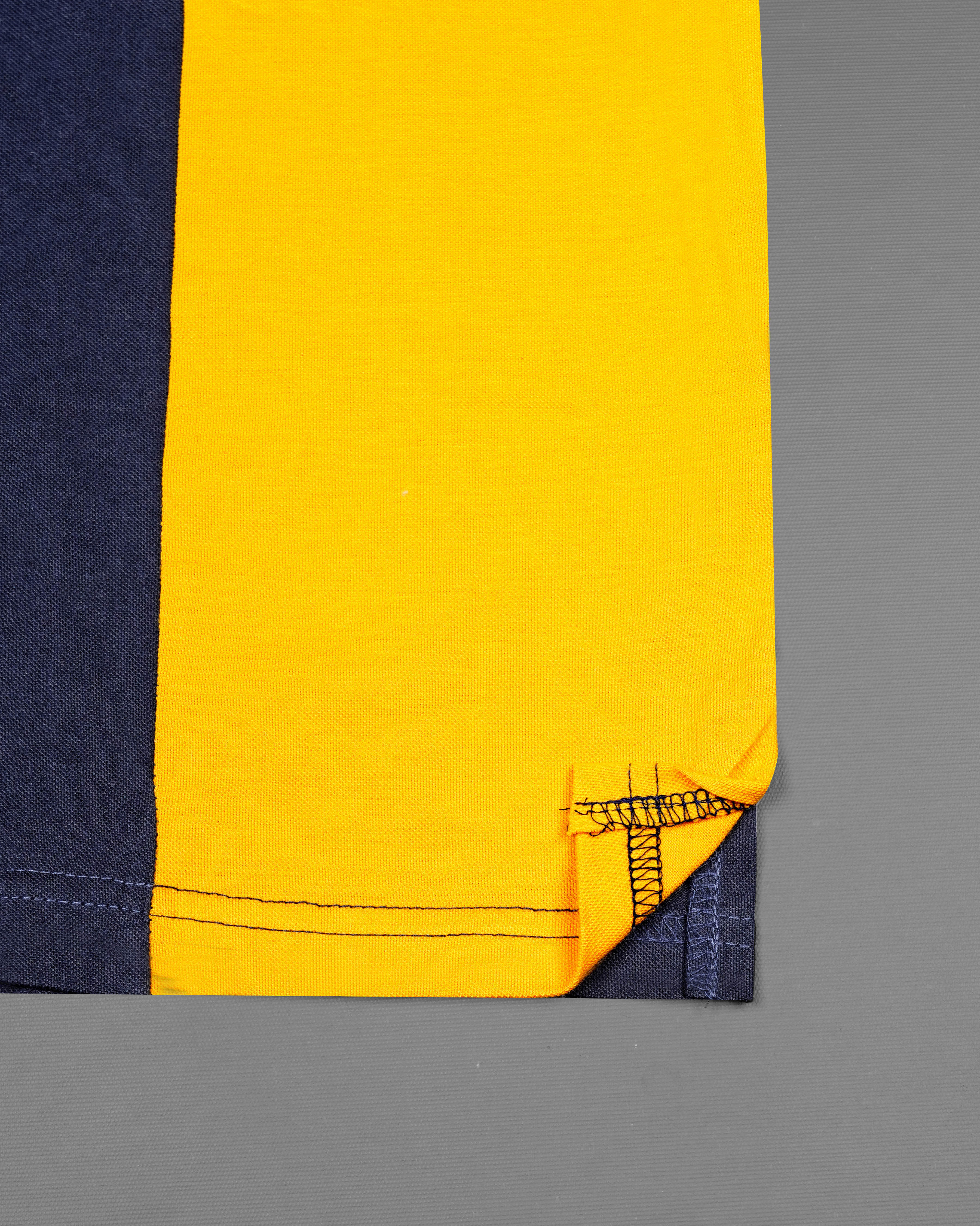 Mirage Navy Blue and Supernova Yellow Super Soft Organic Cotton Pique Polo with Zipper Closure TS637-M, TS637-M, TS637-U, TS637-XL, TS637-XXL, TS637-3XL, TS637-4XL