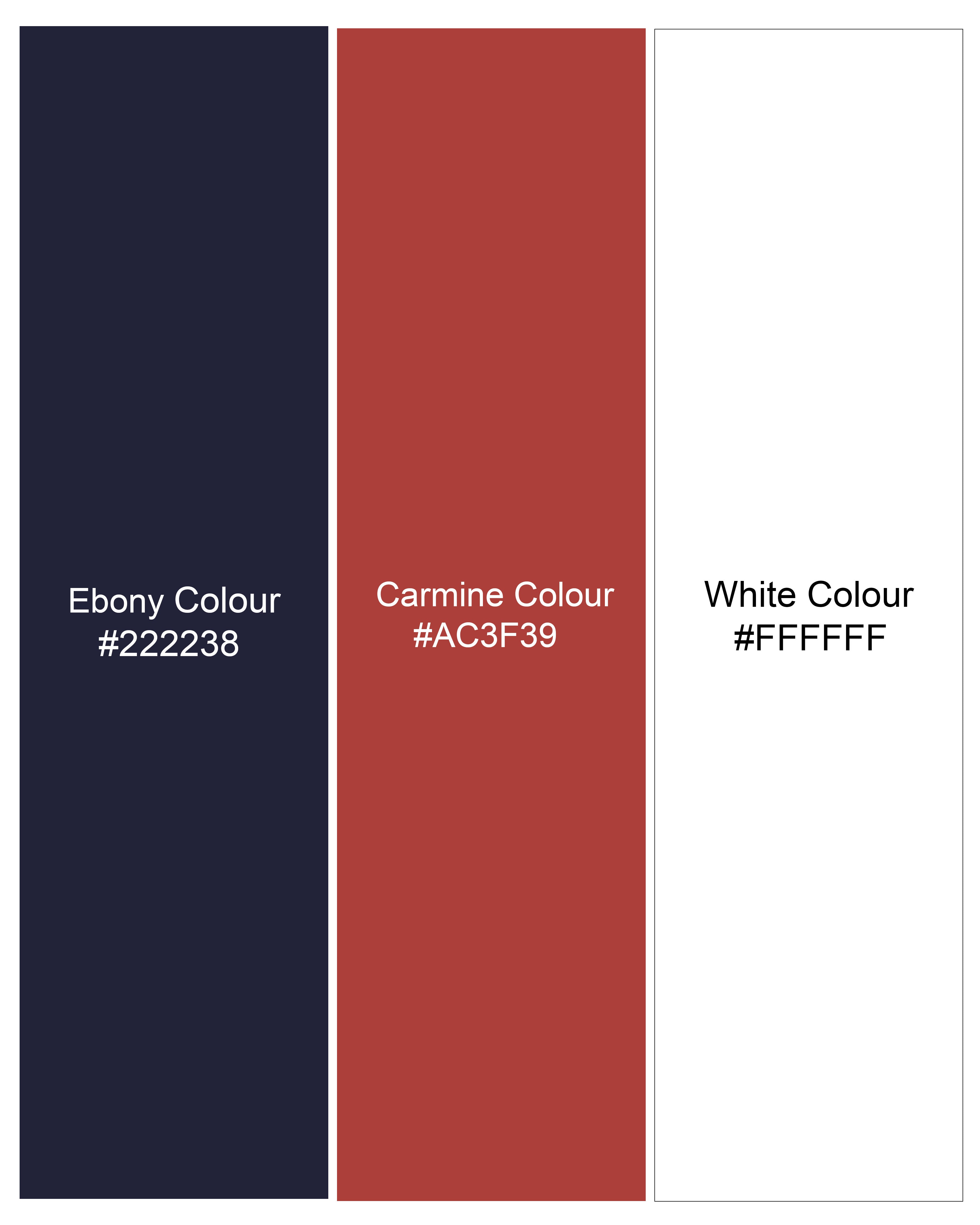 Ebony Navy Blue with Carmine Red and White Striped Premium Interlock Cotton Fabric Sweatshirt TS702-S, TS702-M, TS702-L, TS702-XL, TS702-XXL