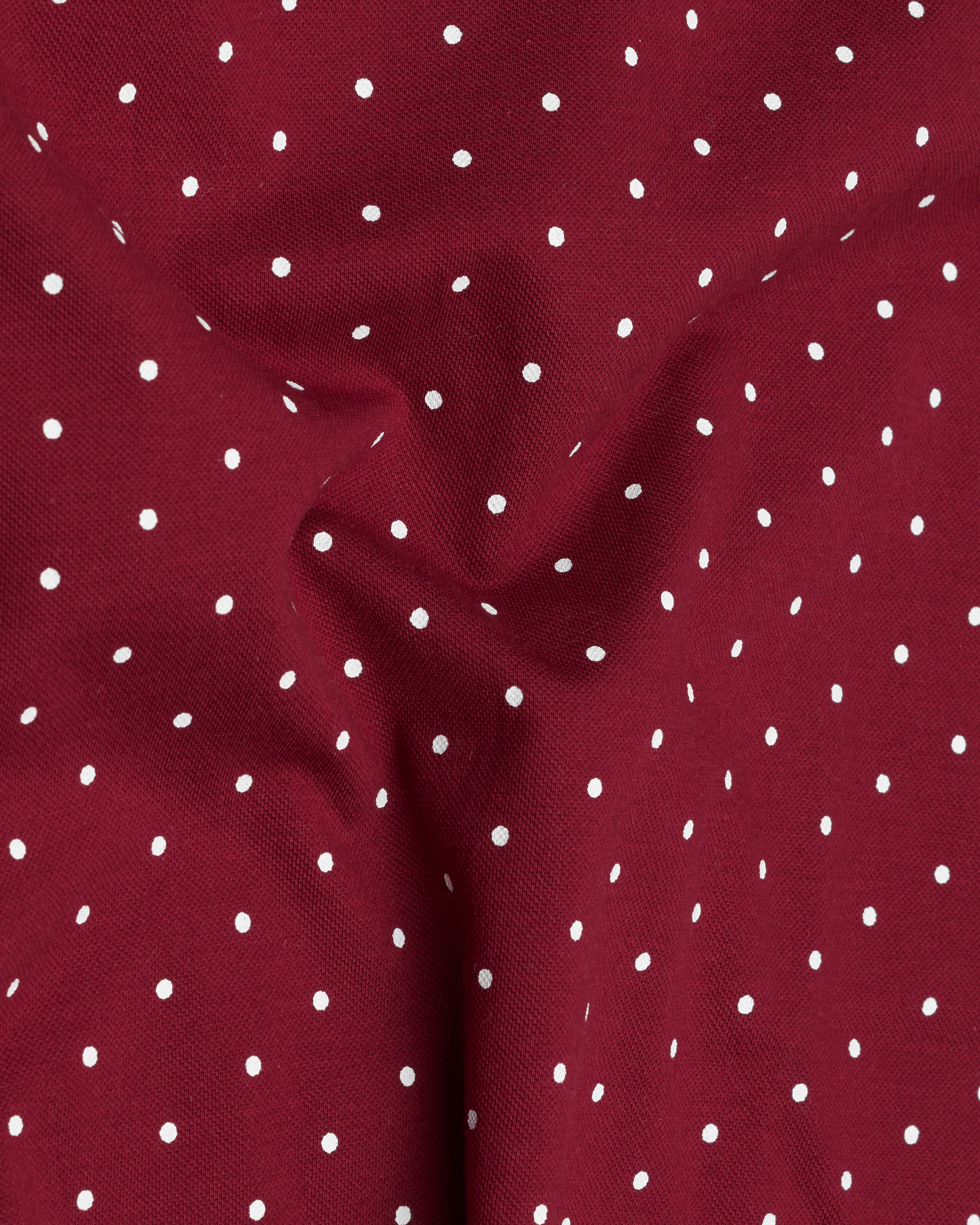 Claret Red Polka Dotted Organic Cotton Pique Polo TS750-S, TS750-M, TS750-L, TS750-XL, TS750-XXL