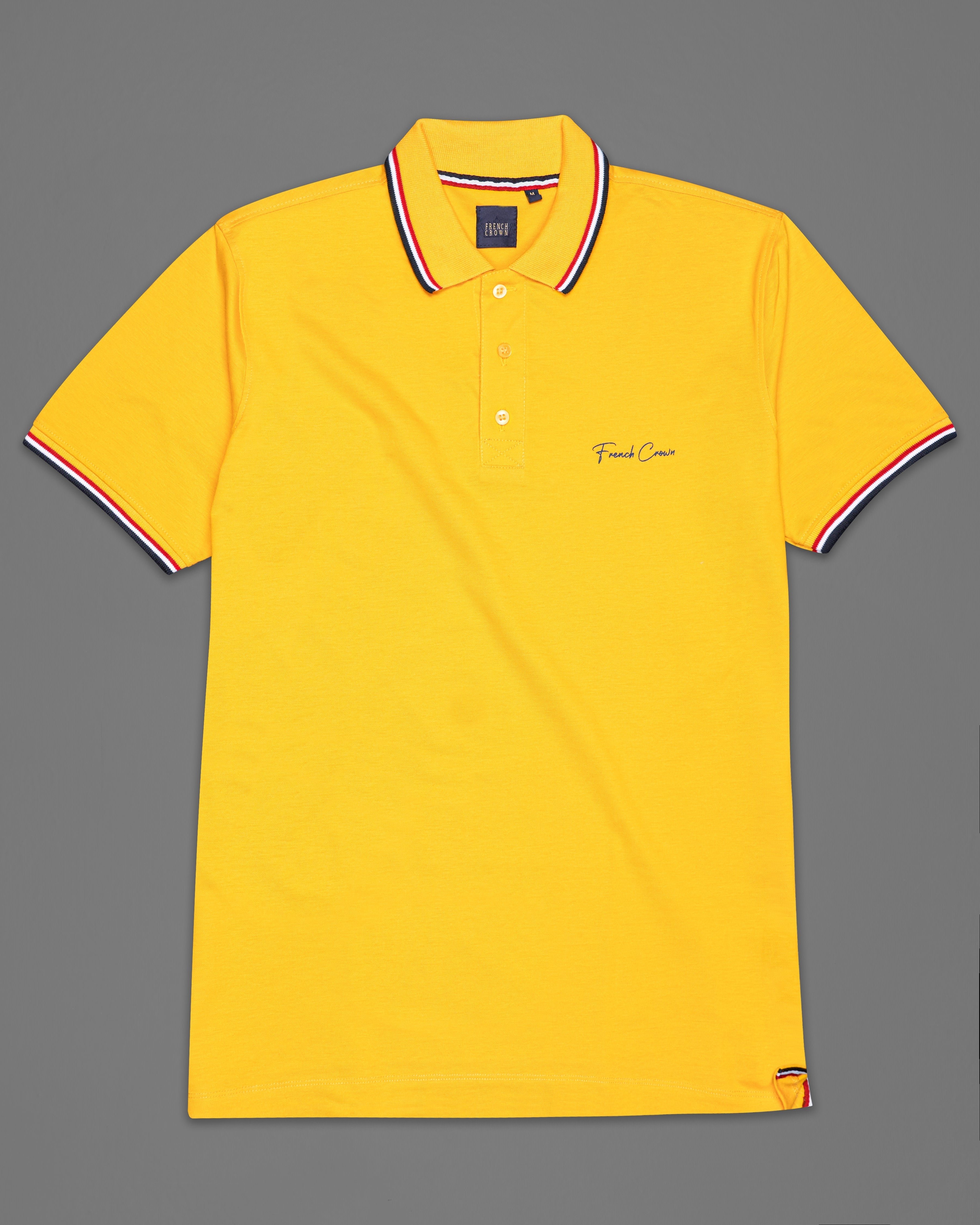 Sunglow Yellow Organic Cotton Mercerised Pique Polo