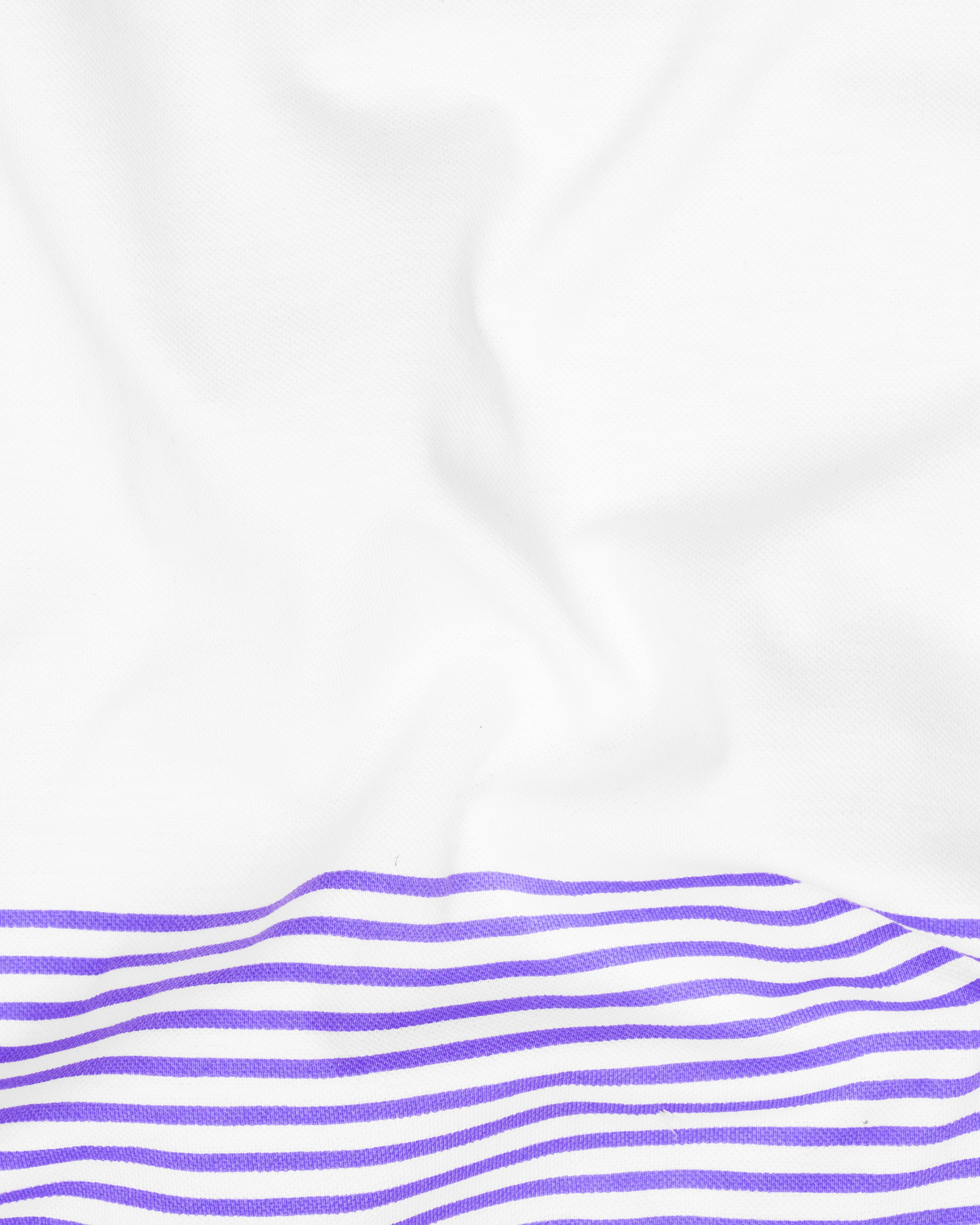 Bright White with Dull Lavender Striped Organic Cotton Pique Polo TS822-S, TS822-M, TS822-L, TS822-XL, TS822-XXL