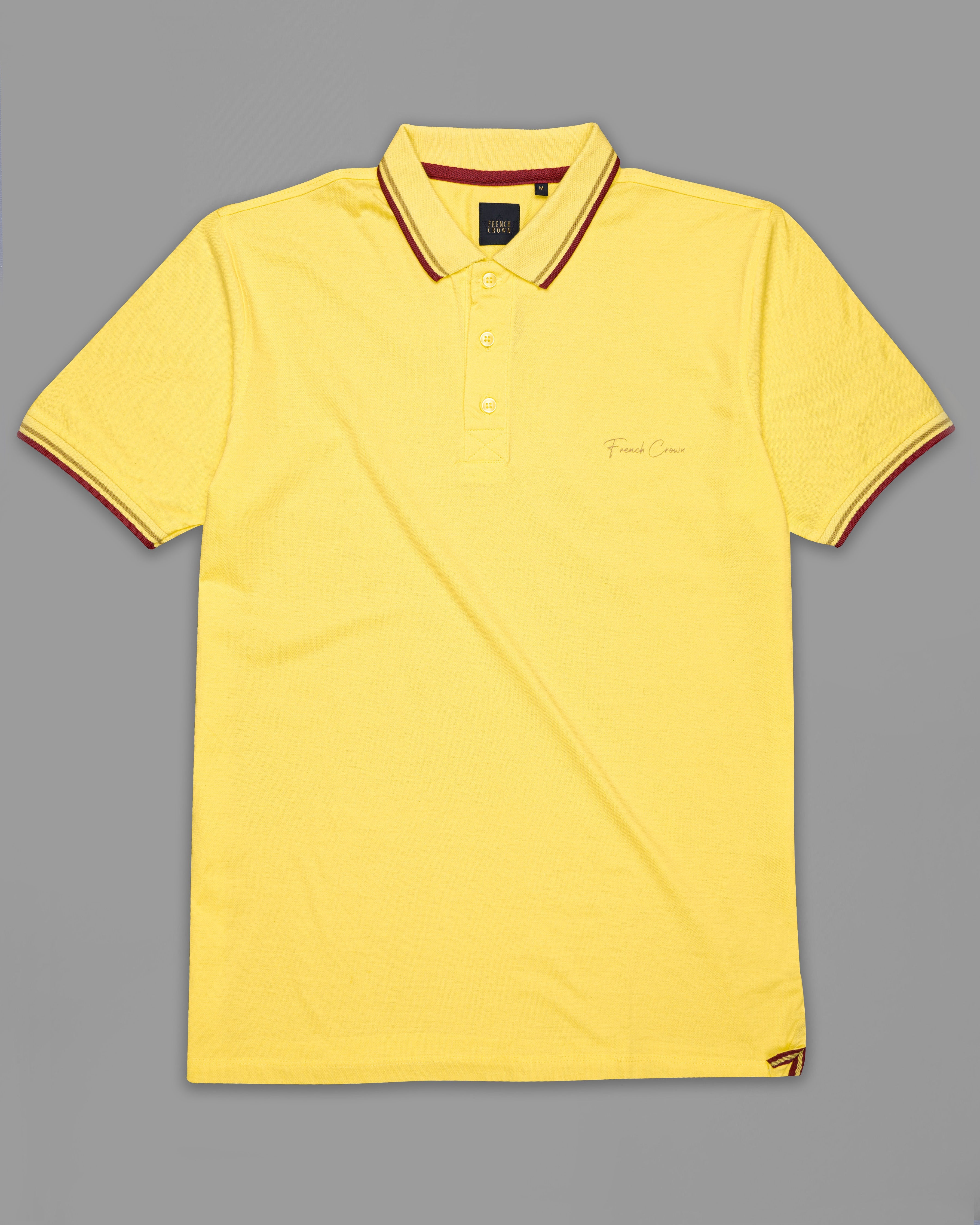 Kournikova Yellow Organic Cotton Pique Polo TS824-S, TS824-M, TS824-L, TS824-XL, TS824-XXL